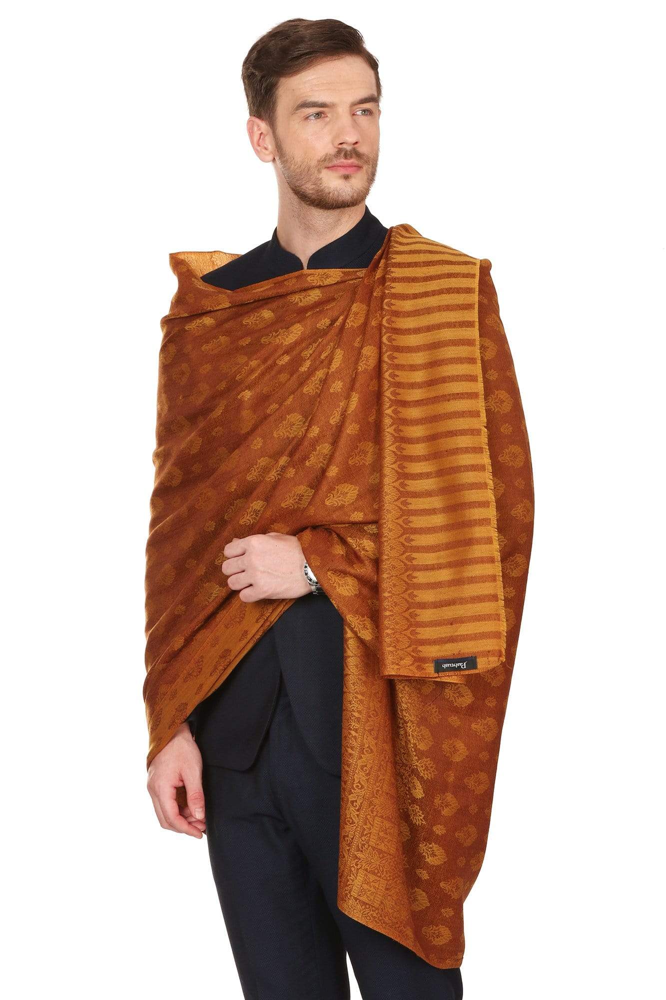 Pashtush Shawl Store Stole Mens Stole Scarf, Extra Soft Wool - Rusty Amber
