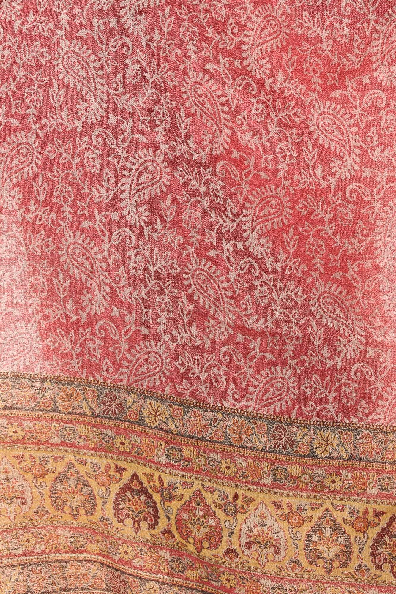 Pashtush India Stole Pashtush Fine Wool Luxury Striped Design Scarf, Stole, Weaving Design - Red