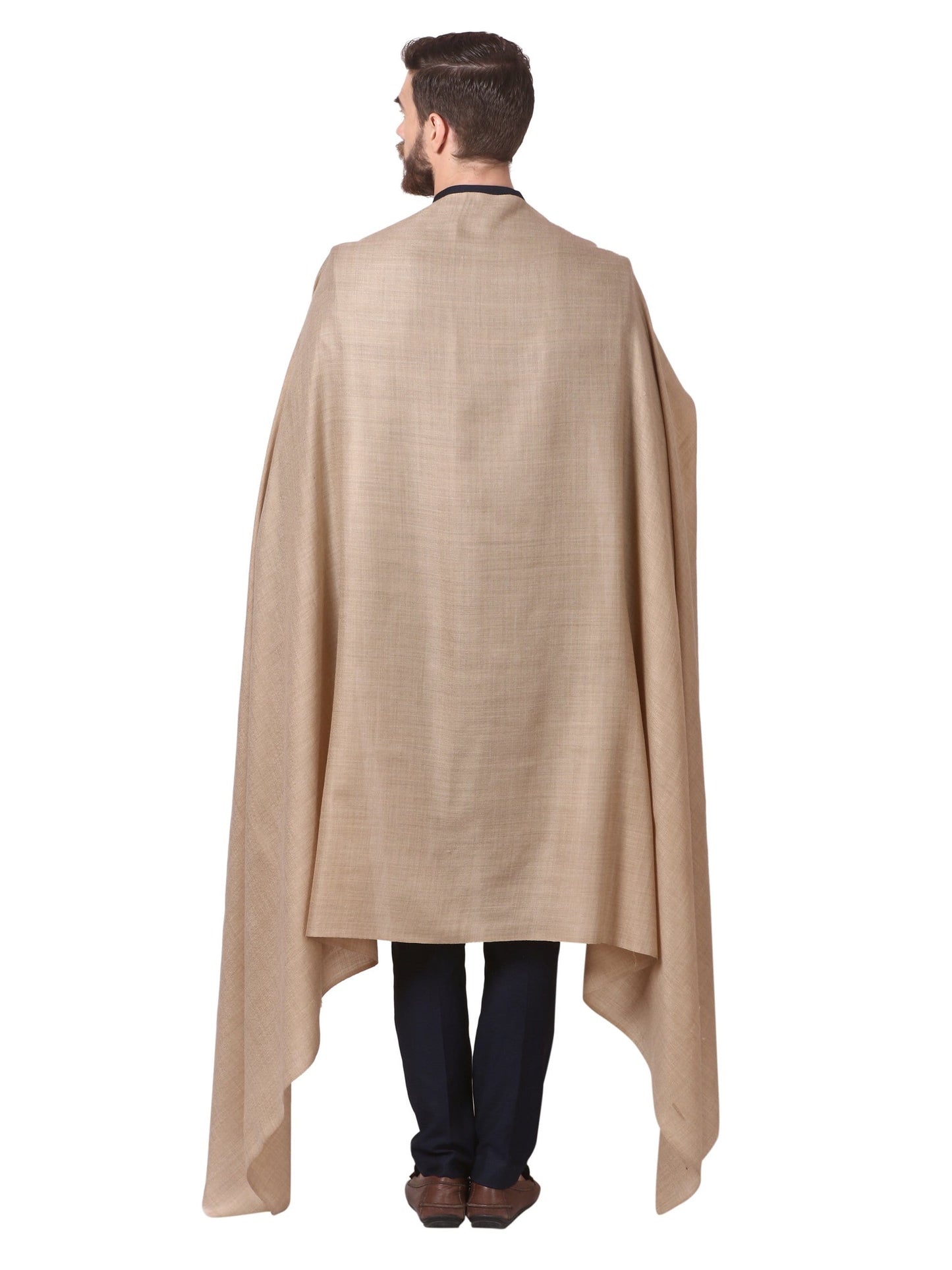 Pashtush India 114x228 Pashtush Mens Diamond Weave Shawl, Fine Wool Medium Size, Beige