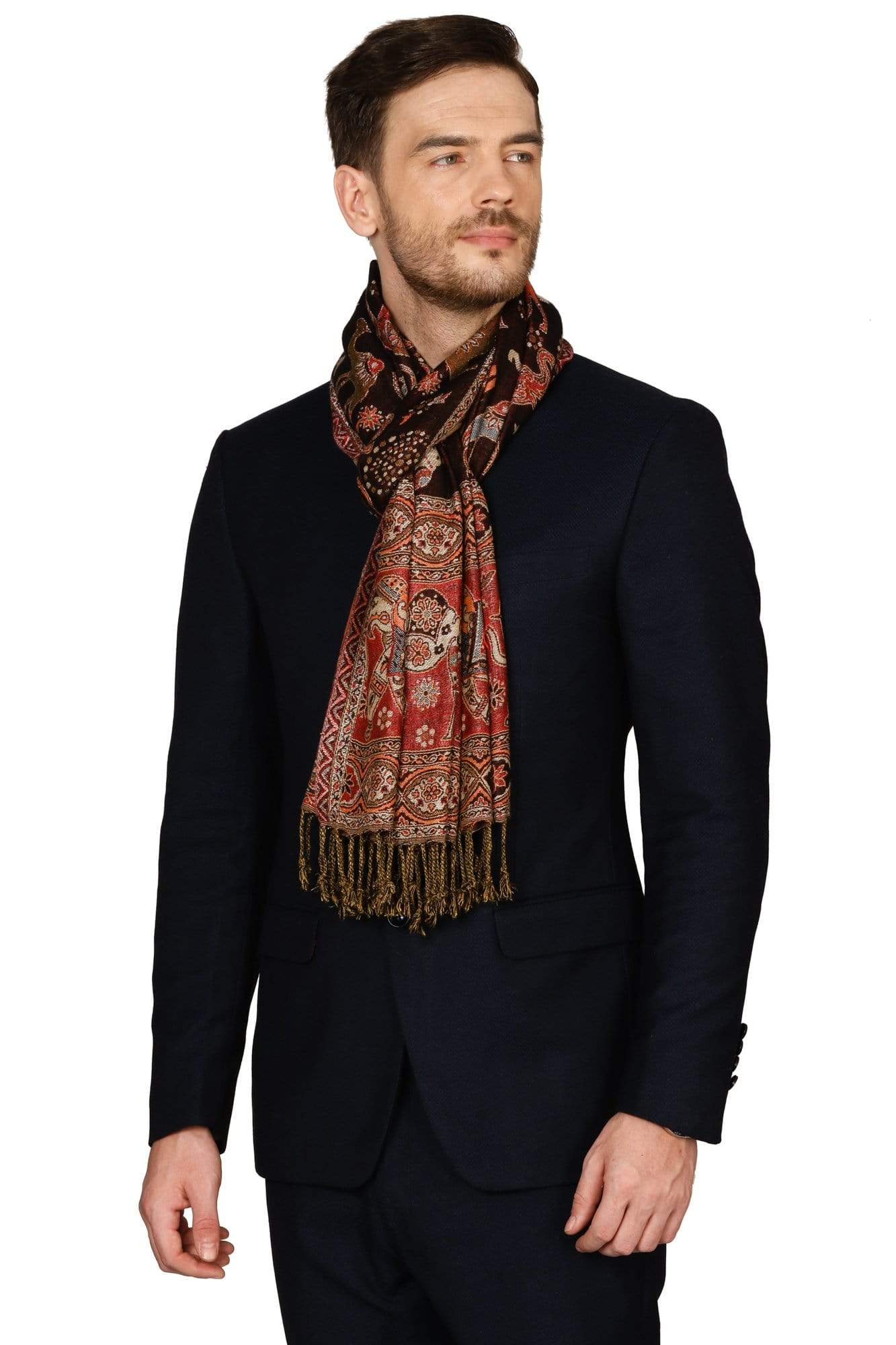 Pashtush India Stole Pashtush Mens fine Soft Ethnic Stole - Brown