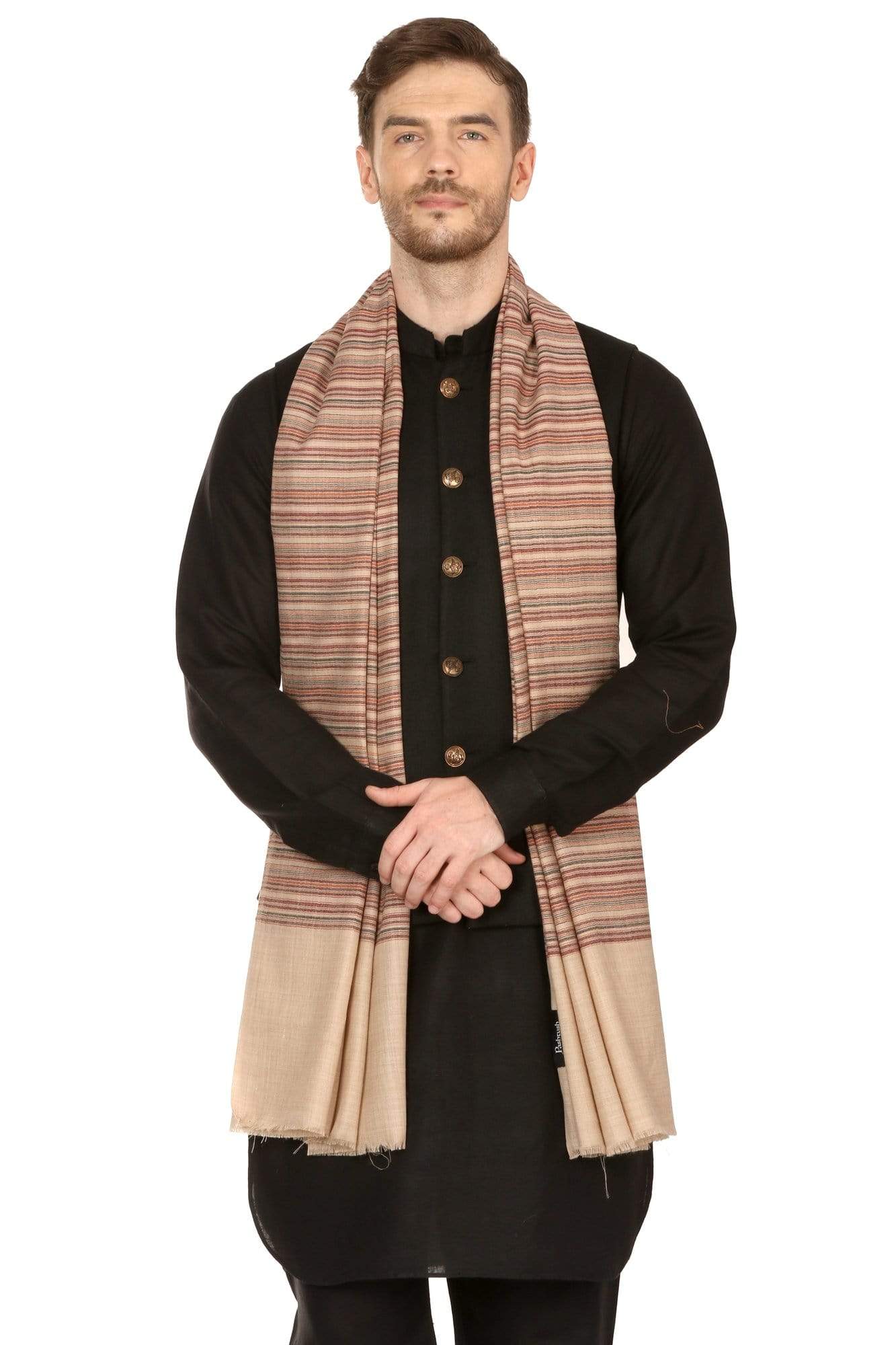 Pashtush India Stole Pashtush Mens fine Soft Striped Stole
