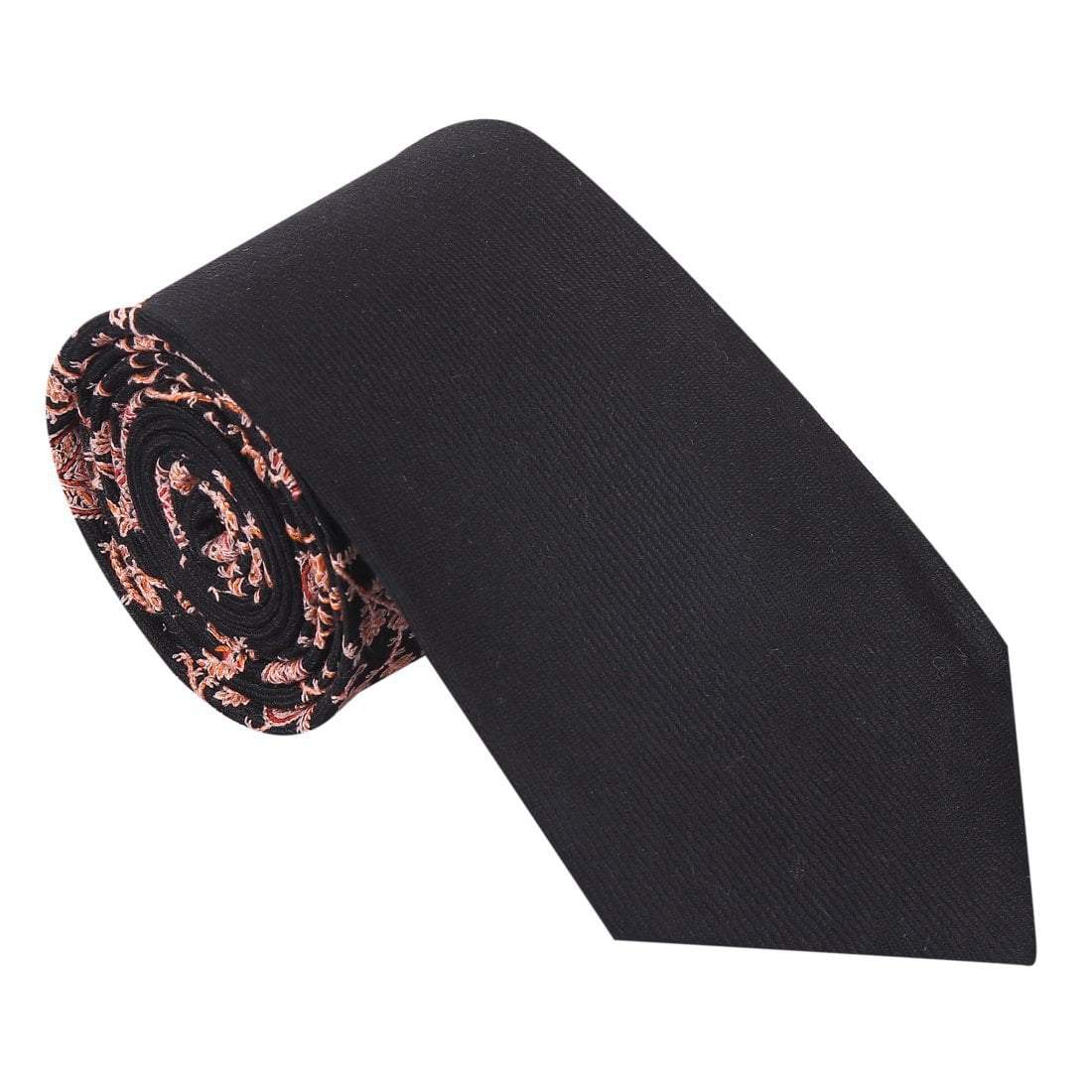 Pashtush India Tie Pashtush Mens Half Embroidered Tie Black