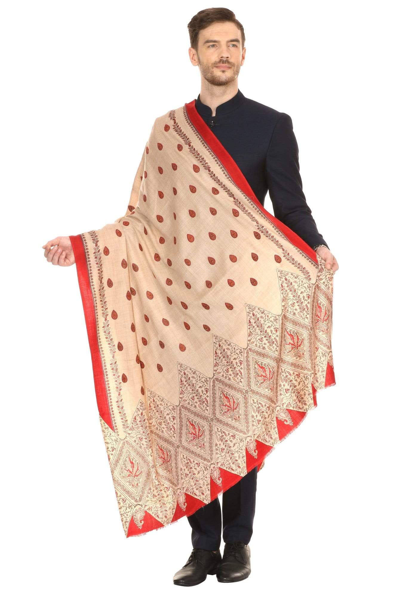Pashtush Shawl Store Shawl Pashtush Mens Kalamkari Printed Shawl, Medium Size, thick and warm