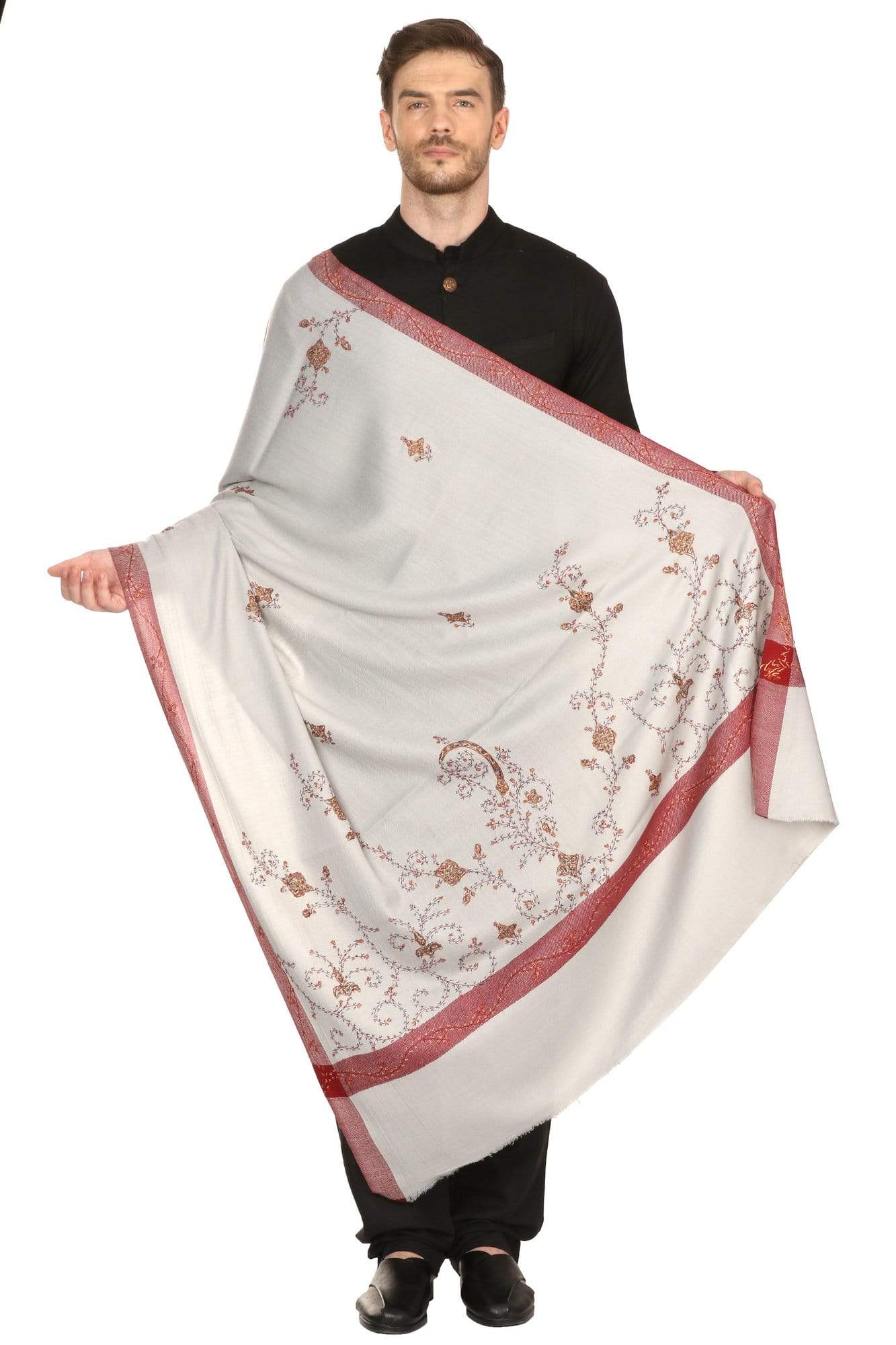Pashtush Store Shawl Pashtush Mens Kashmiri Hand Embroidery Shawl, Thick and Warm