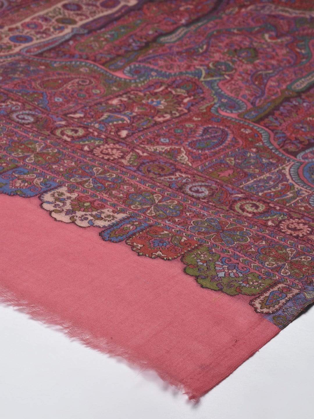 Pashtush India 100x200 Pashtush Women Pink Blue Pure Wool Woven Design Kaani Shawl