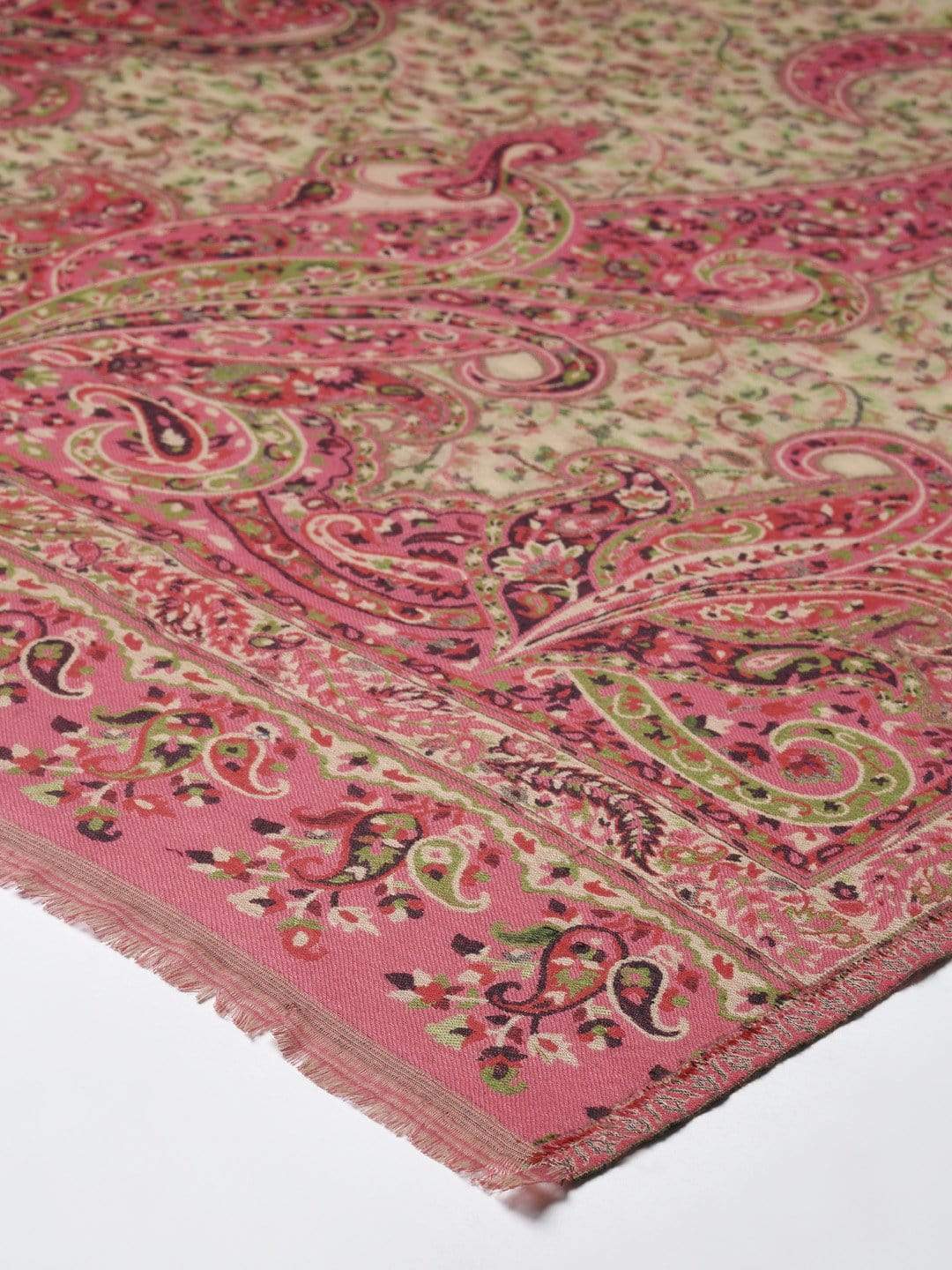 Pashtush India 100x200 Pashtush Women Kaani Weave Shawl, Rich Garden, Pink and Beige
