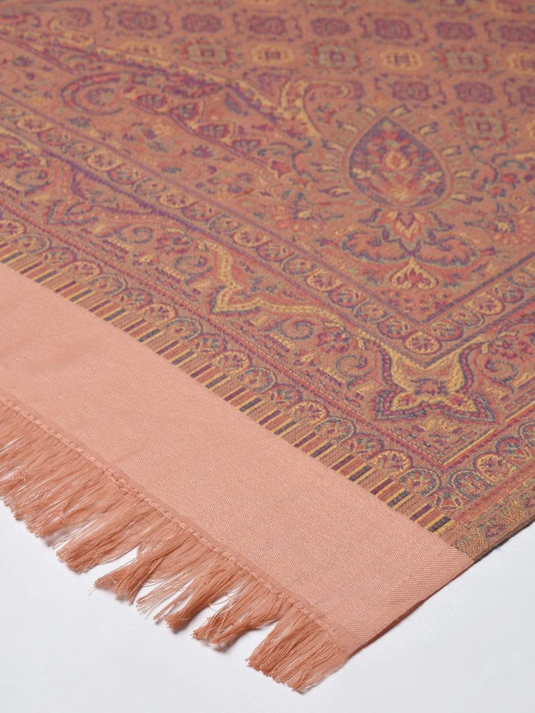 Pashtush India 100x200 Pashtush Women Kashmiri Peach-Coloured Ethnic Jamawar Shawl