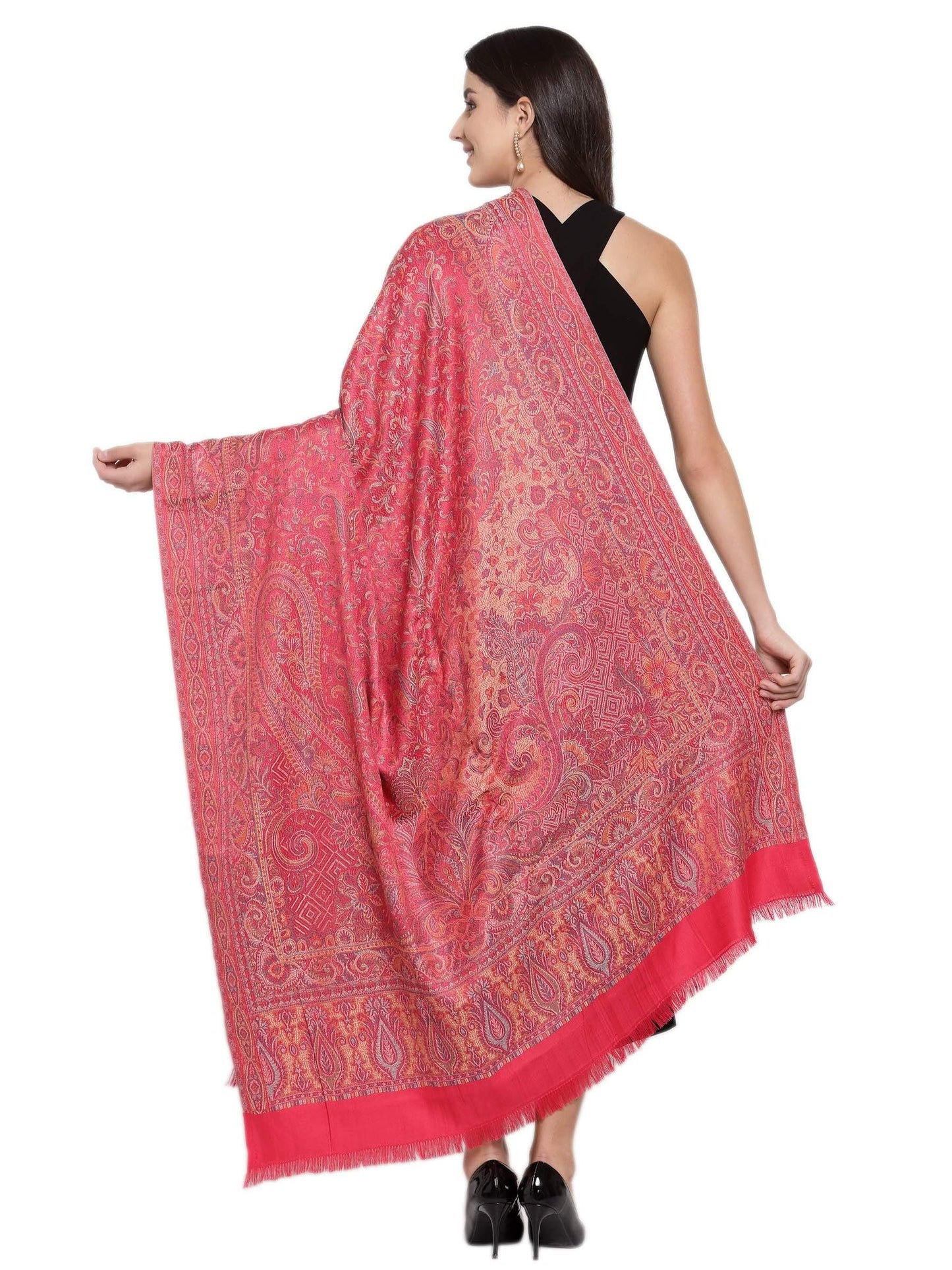 Pashtush India 100x200 Pashtush Women's Jamawar Shawl, Pink
