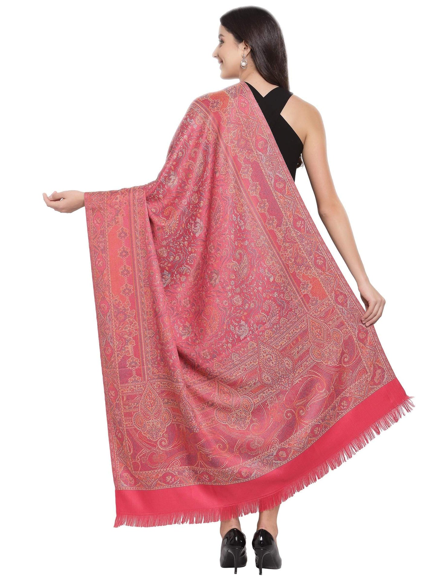 Pashtush India 100x200 Pashtush Women's Jamawar Shawl, Pink