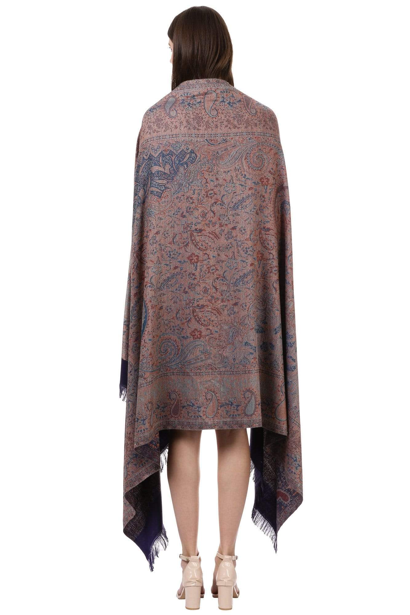 Pashtush India 100x200 Pashtush Women's Kashmiri Jamawar Shawl, Navy blue