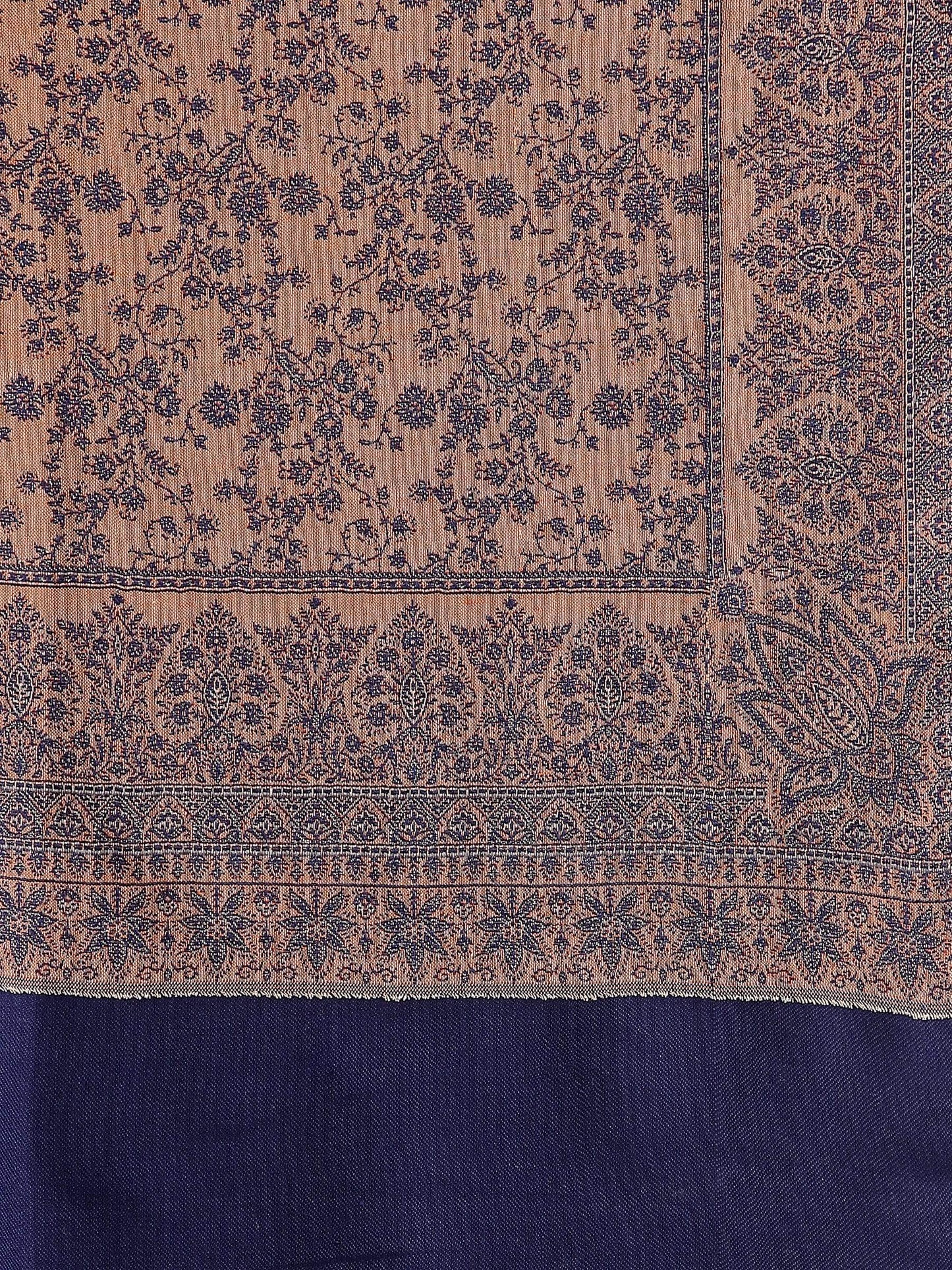 Pashtush India 100x200 Pashtush Women's Kashmiri Shawl, Faux Pashmina, Soft and Warm, Navy Blue