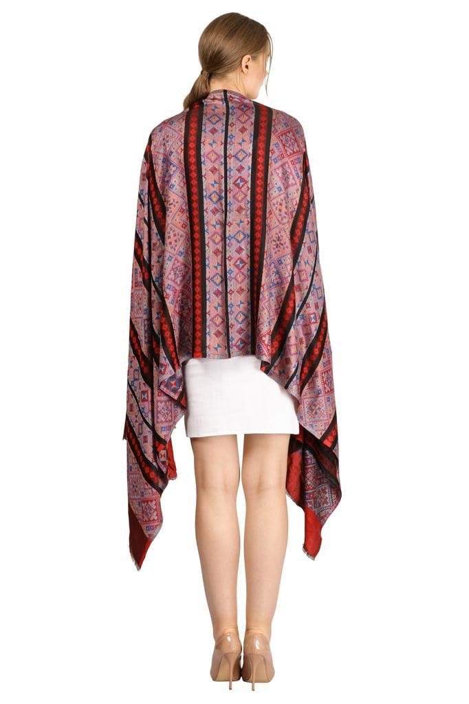 Pashtush India 70x200 Pashtush Women's Multicoloured Bamboo Scarf, Aztec Collection, Red