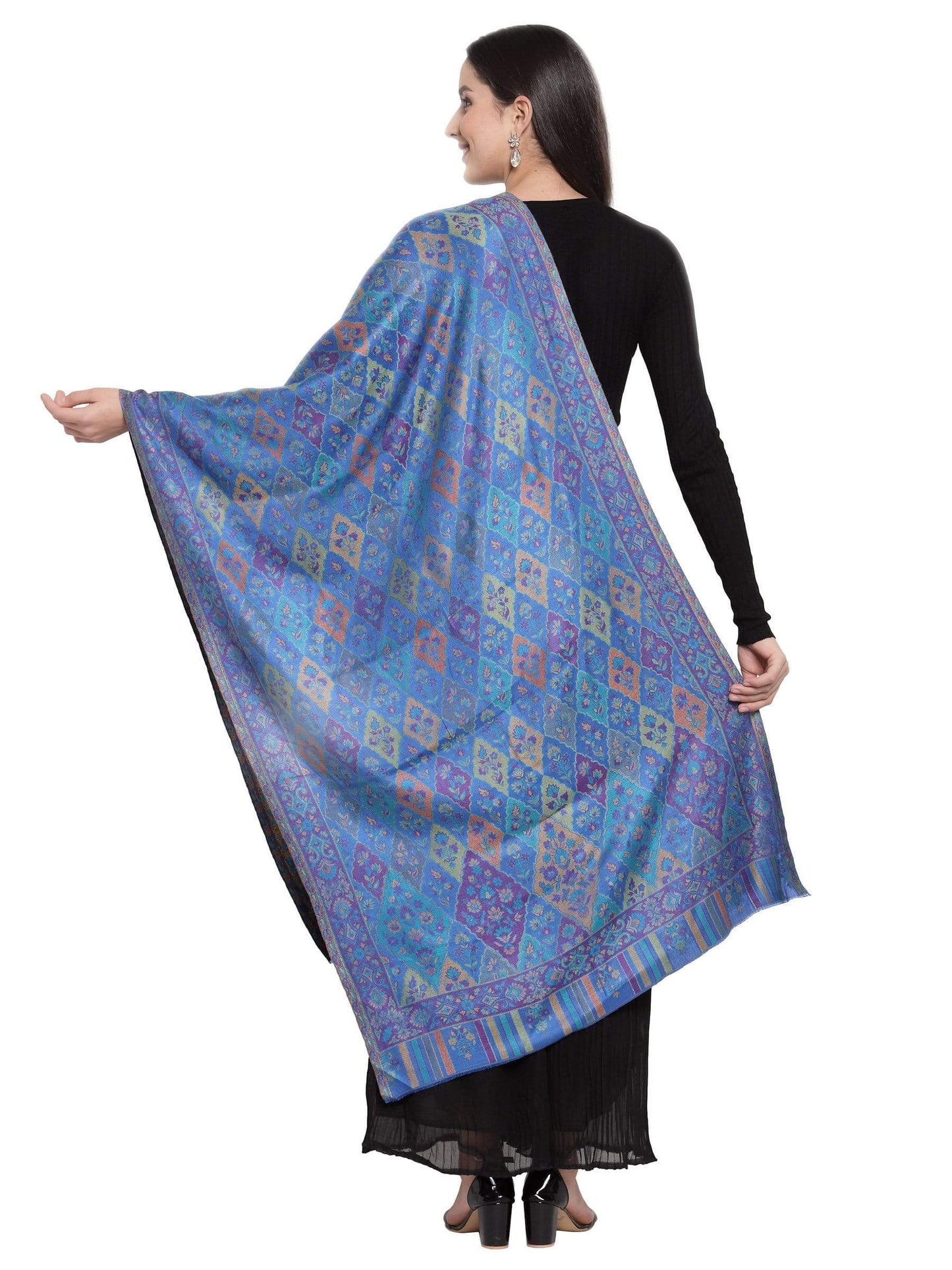 Pashtush India 70x200 Pashtush Women's Paisley Design, Soft Bamboo Scarf, Blue