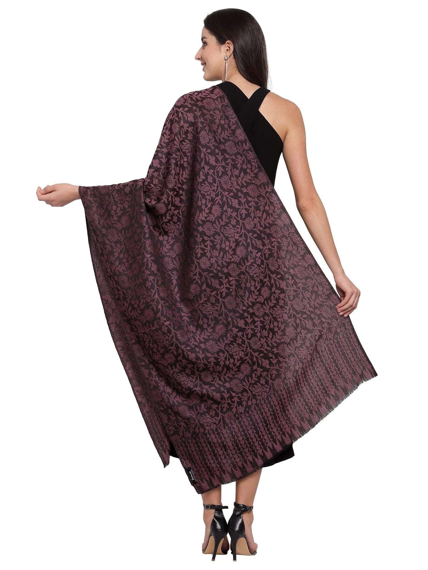 Pashtush India 70x200 Pashtush Women's Soft Fine Wool Floral Scarf, Soft And Warm