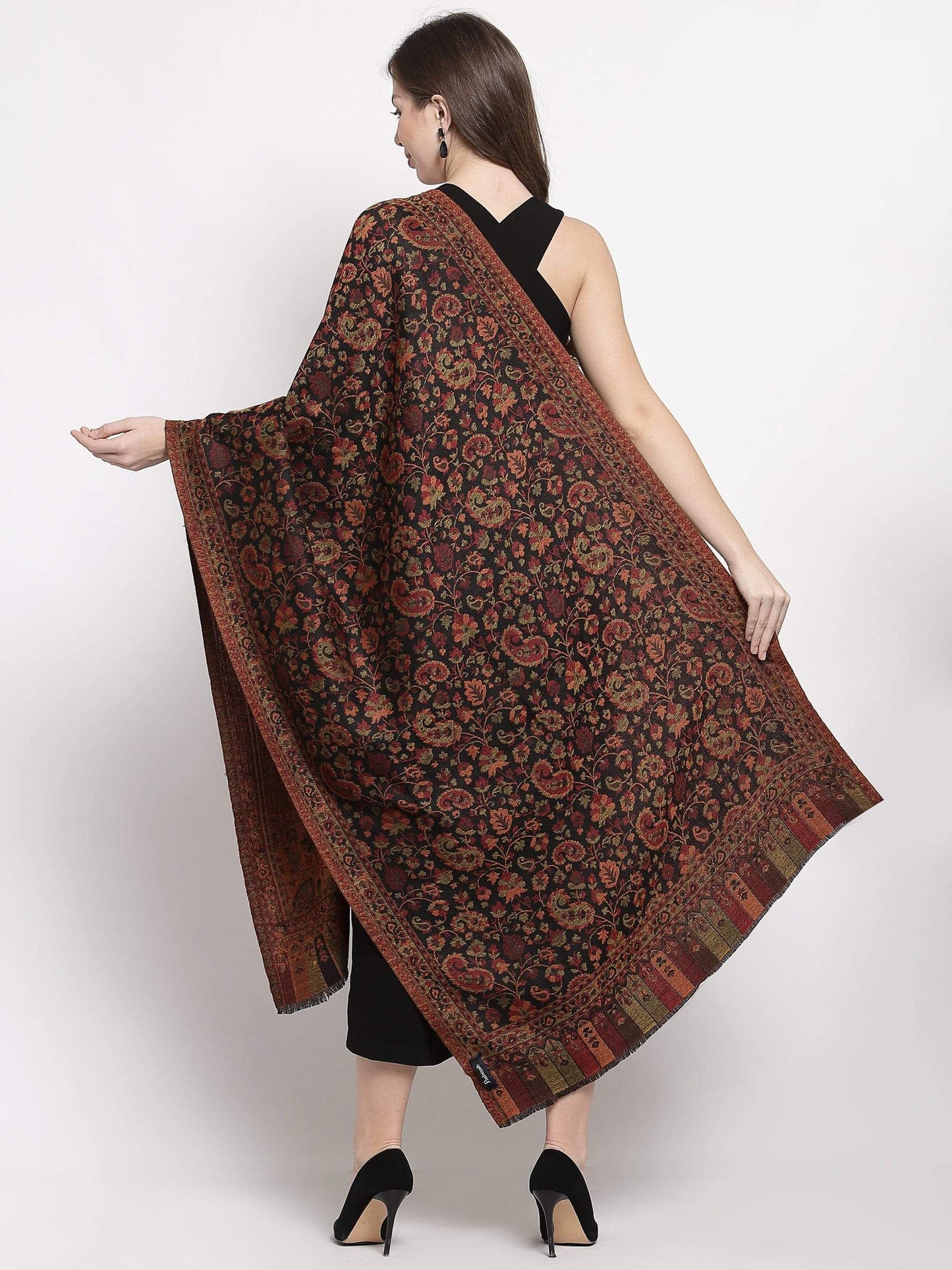 Pashtush India 70x200 Pashtush Women's Soft Wool, Reversible Stole, Scarf, Kaani Weave