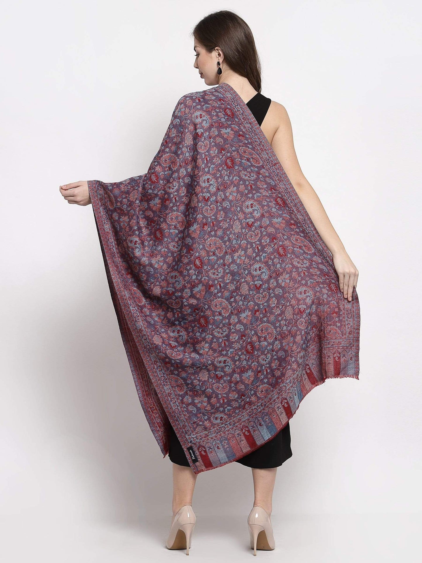 Pashtush India 70x200 Pashtush Women's Soft Wool, Reversible Stole, Scarf, Kaani Weave, Peel Lilac