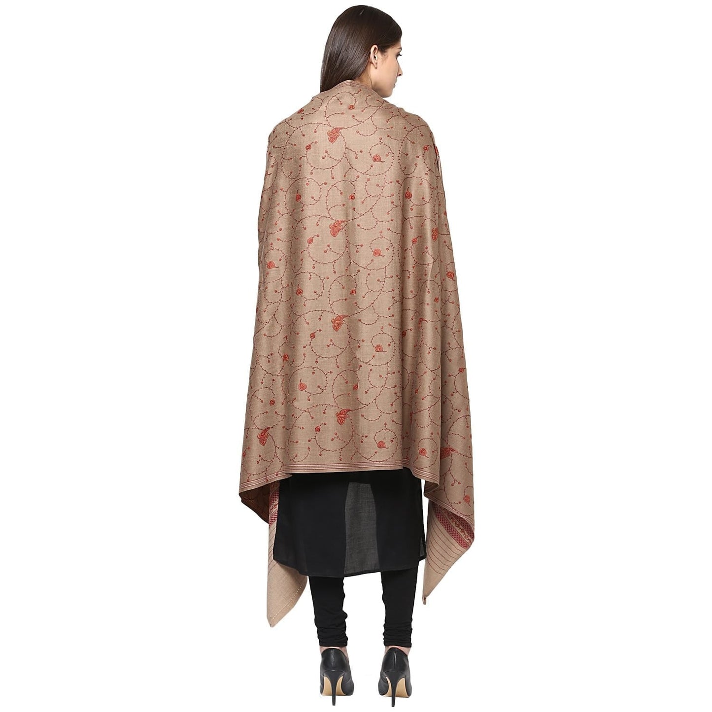 Pashtush Store Shawl Pashtush Women's Wool Shawl Jaal with handmade embroidery palla