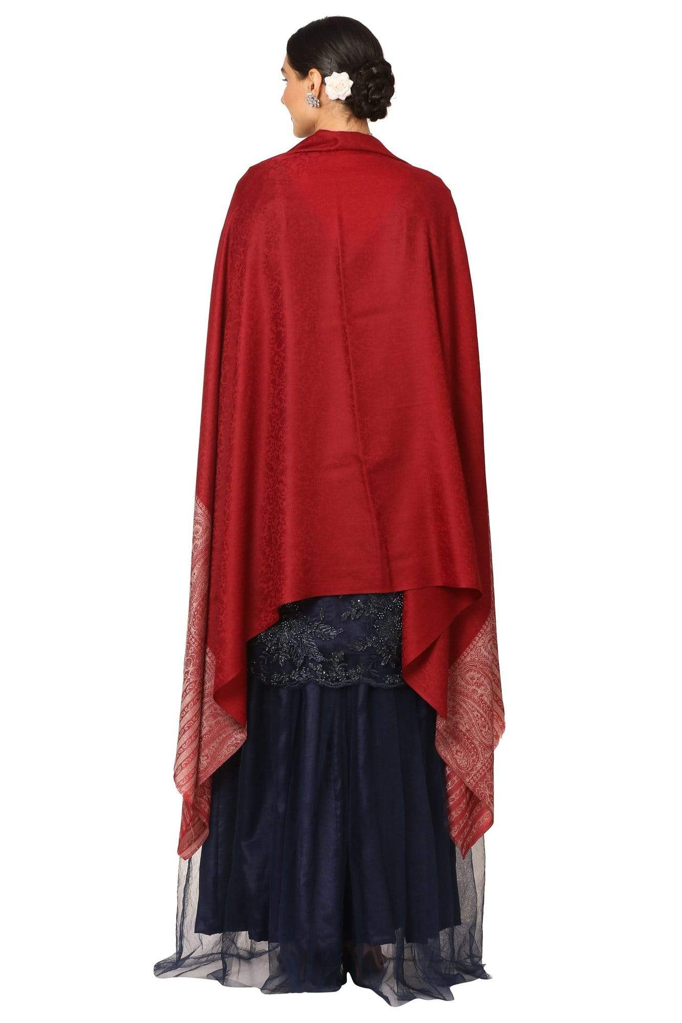 Pashtush India Shawl Pashtush Women's Wool Ultra Soft Fine Wool Cashmere Blended Shawl with Paiseley Weave (40 x 80 Inches) - Maroon