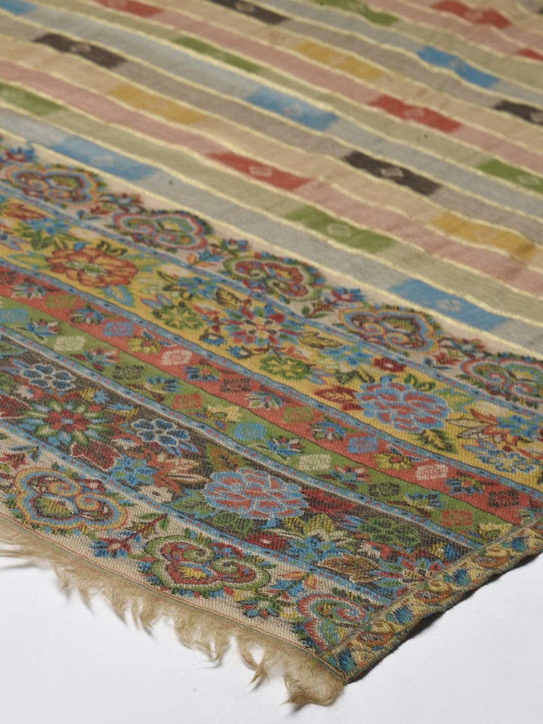 Pashtush India 70x200 Pashtush Womens Beige Orange Pure Wool Woven Design Kaani Shawl