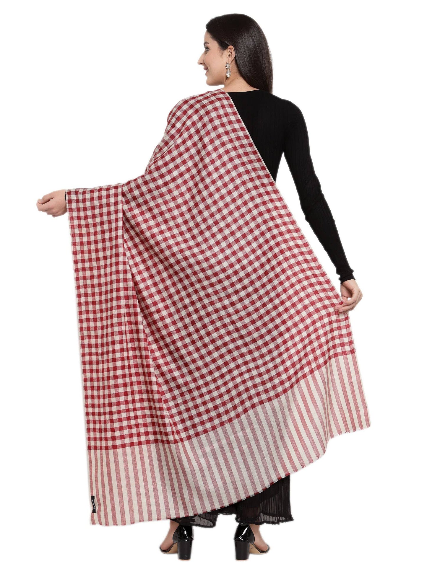 Pashtush India 100x200 Pashtush Womens Check Shawl, Ultra soft Wool, Full Size