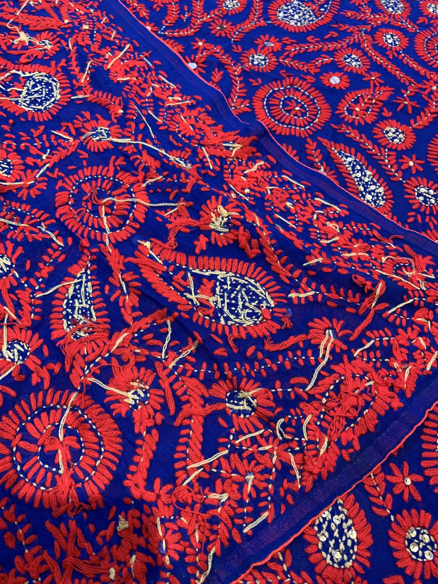 Pashtush Shawl Store Dupatta Pashtush Womens Dupatta, 100% Hand Embroidered Needlework Work, Free Size, Multi-coloured