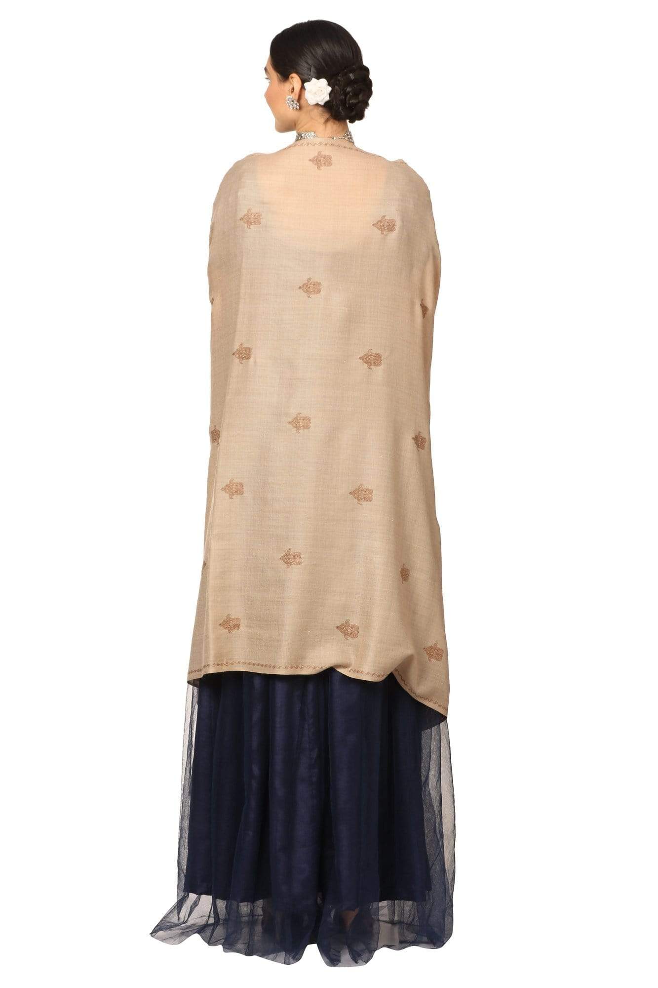 Pashtush India Shawl Pashtush Womens, Extra fine Palla Embroidery Shawl, with Tone on Tone Needlework, Kashmiri Wool Design, Soft and Extra fine