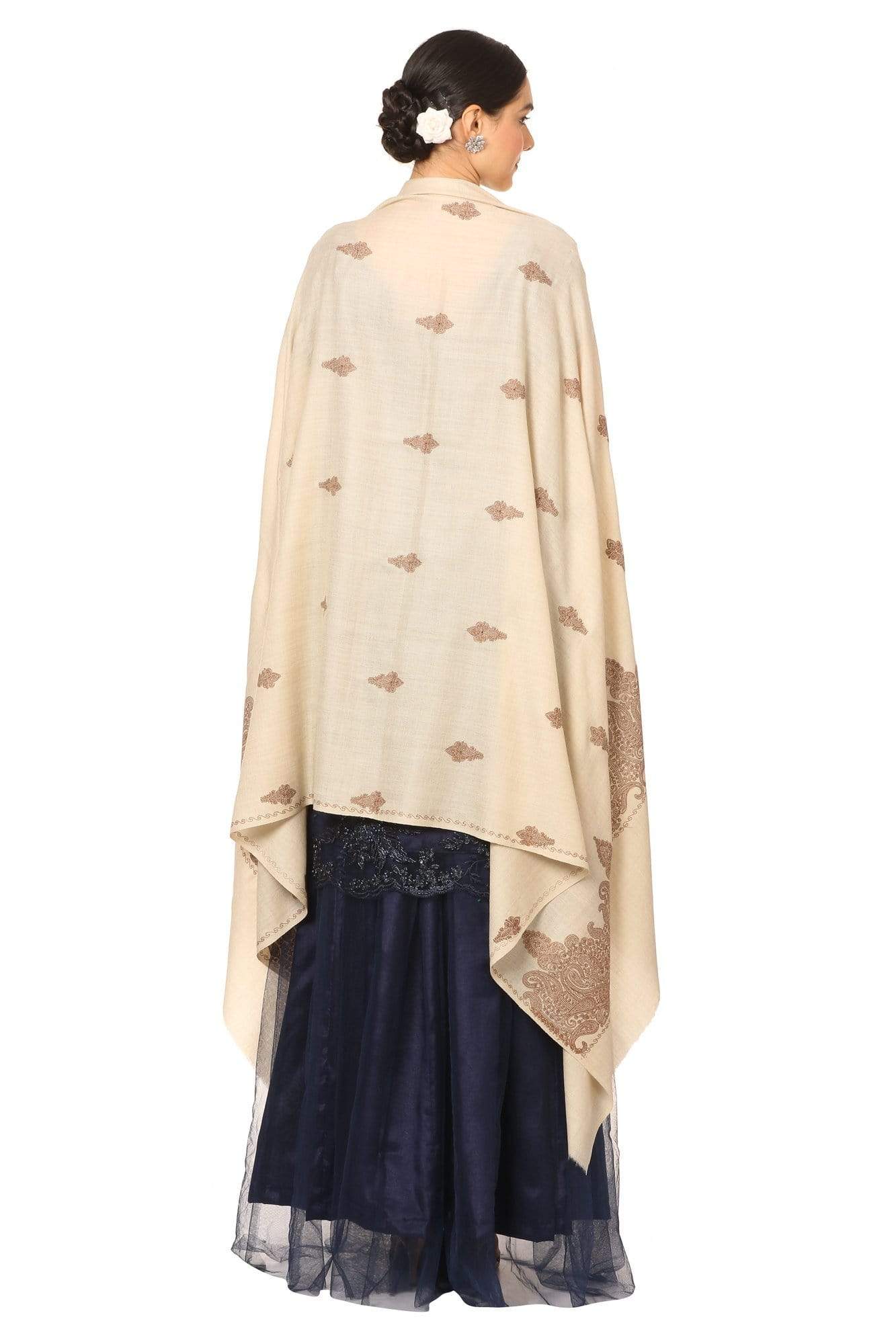 Pashtush India Shawl Pashtush Womens, Extra fine Palla Embroidery Shawl, with Tone on Tone Needlework, Kashmiri Wool Design, Soft and Extra fine