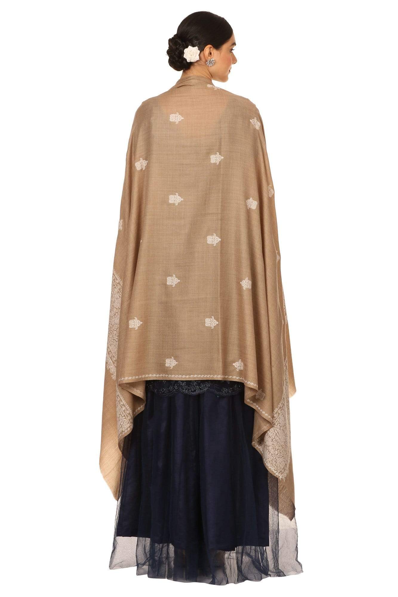 Pashtush India 100x200 Pashtush Womens, Extra fine Palla Embroidery Shawl, with Tone on Tone Needlework, Kashmiri Wool Design, Soft and Extra fine