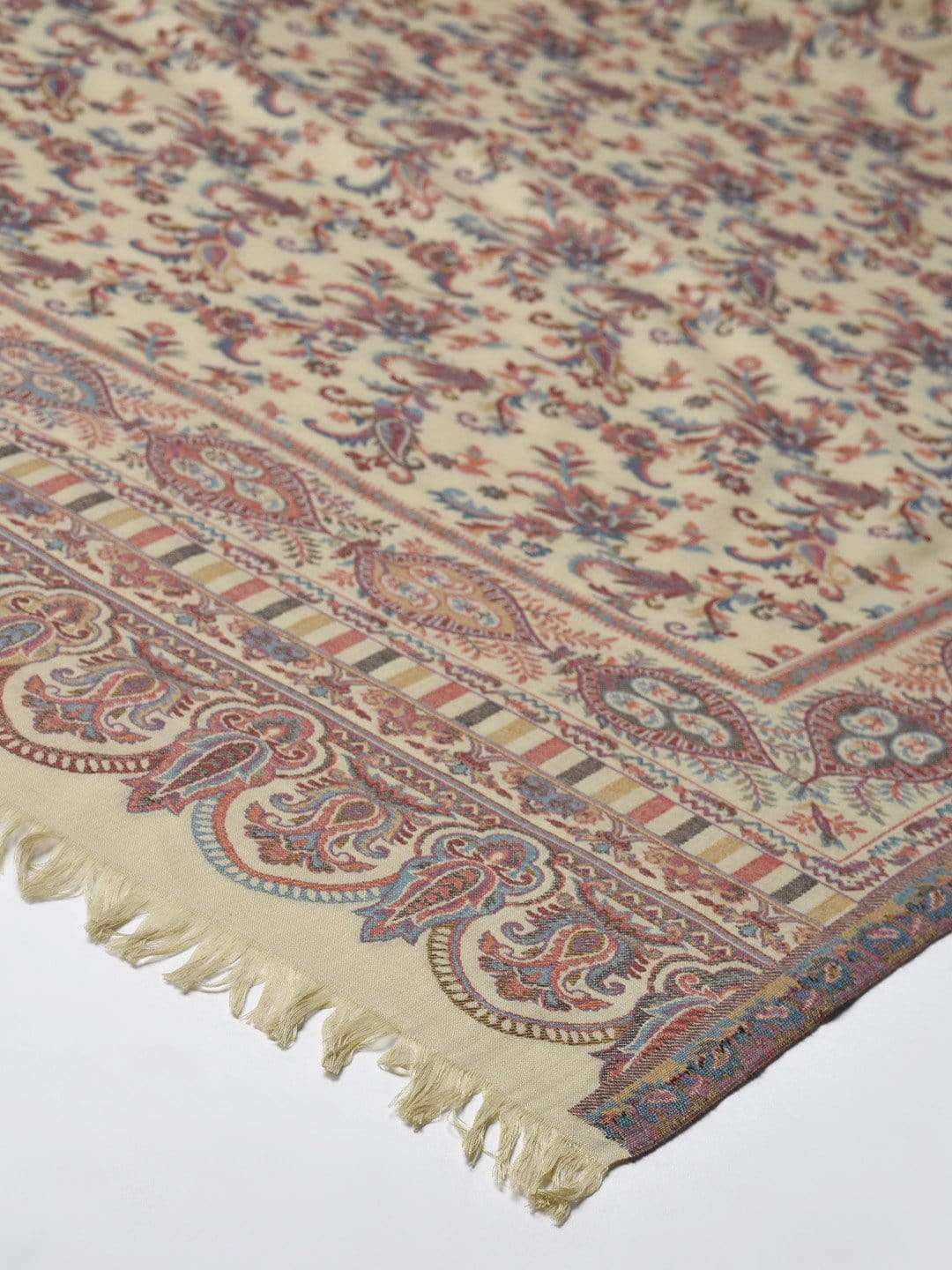 Pashtush India 100x200 Pashutsh Women Cream-Coloured Red Woven Design Designer Shawl