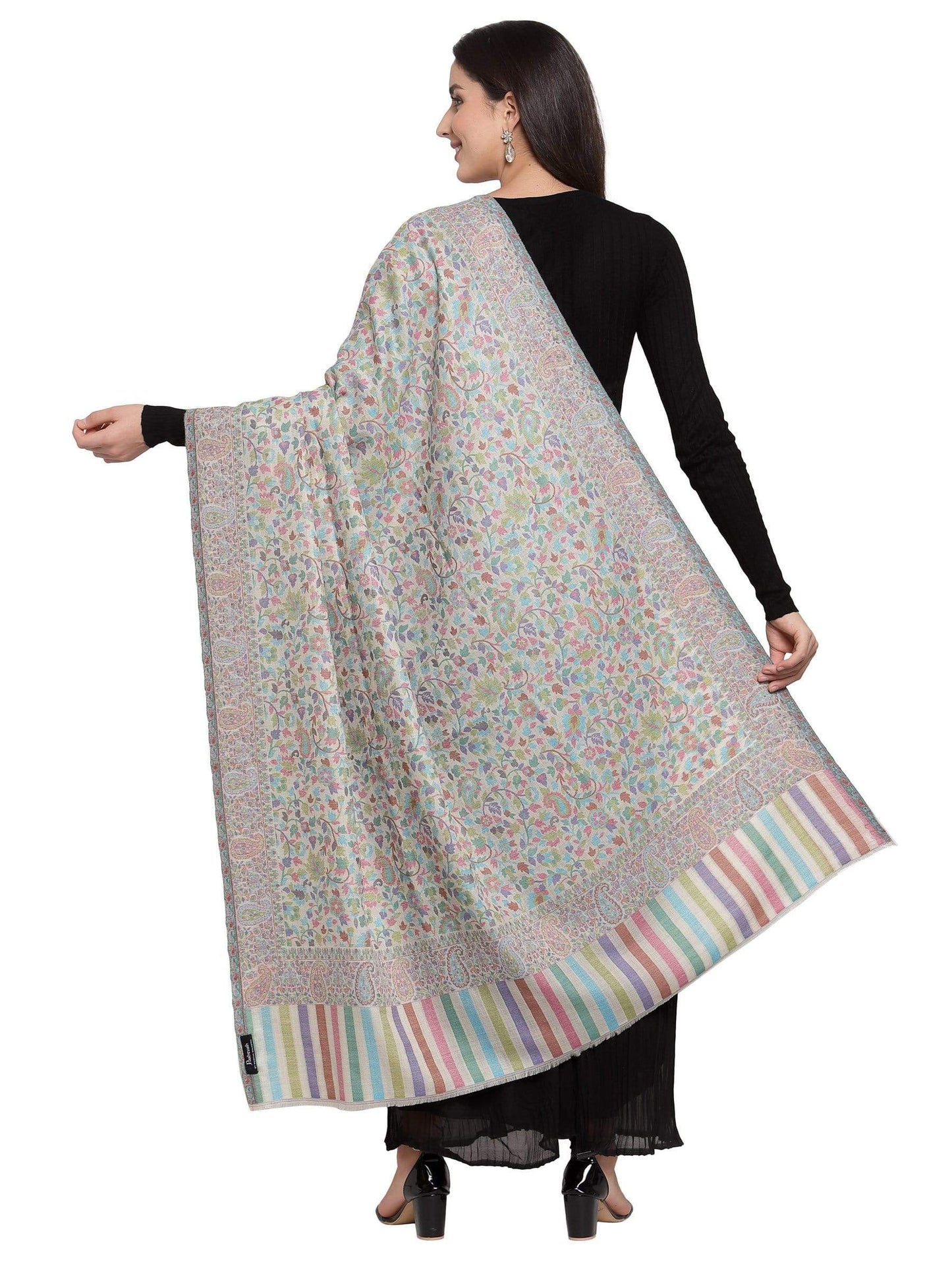 Pashtush India 100x200 Pashtush Womens Fine Wool Ethnic Weave Shawl, Soft and Warm