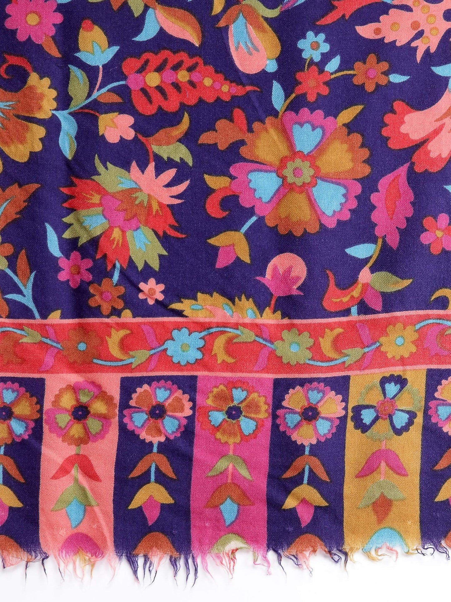Pashtush India 70x200 Pashtush Womens Fine Wool Hand Printed Stole Scarf