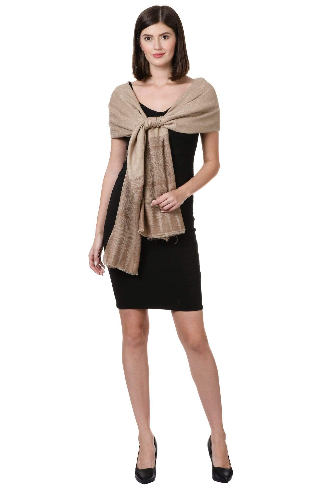 Pashtush Shawl Store Shawl Pashtush Womens Fine Wool Shawl, Cinnamon
