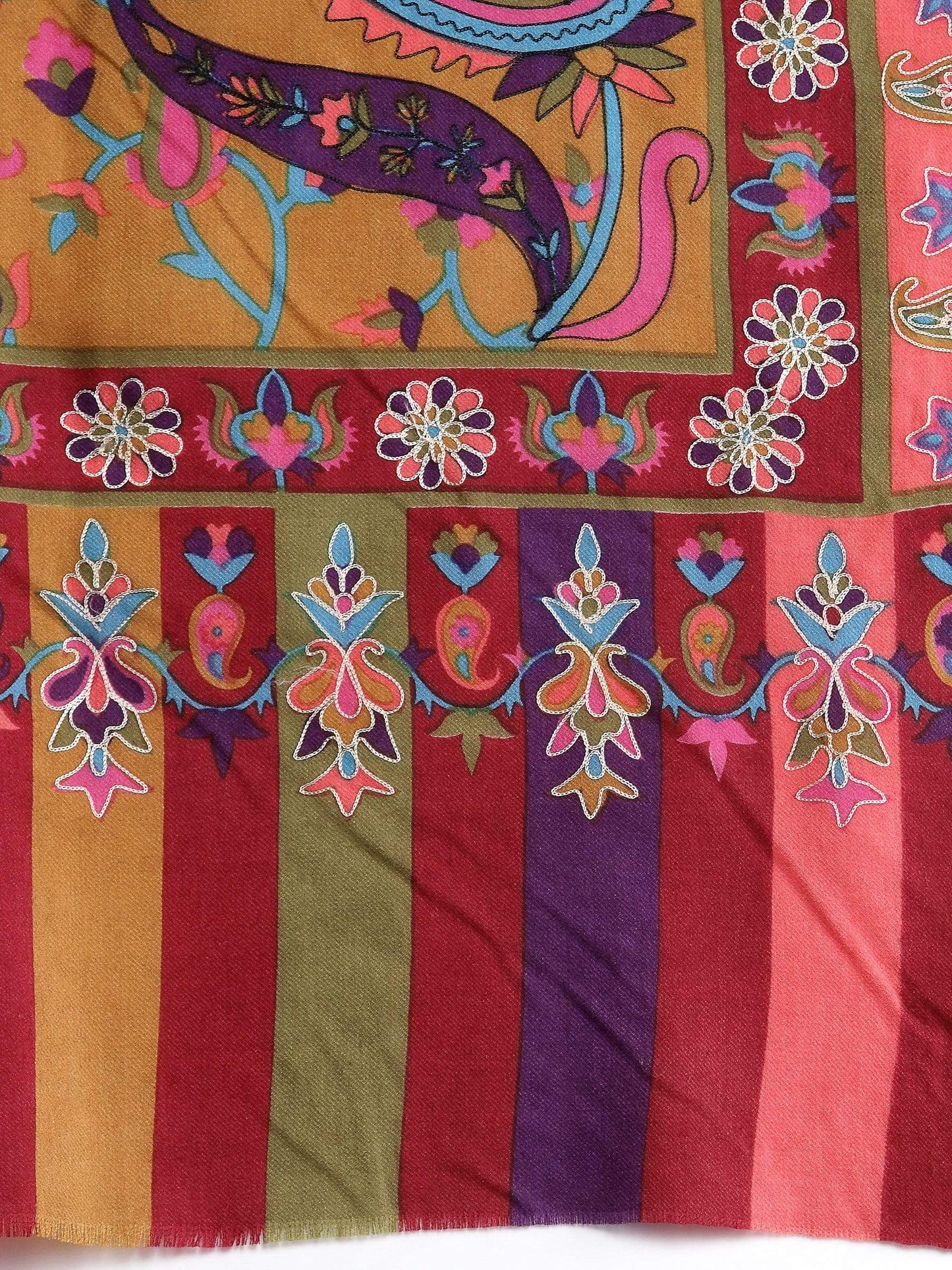 Pashtush India 114x228 Pashtush Womens Hand Embroidered Kalamkari Shawl, Fine Wool