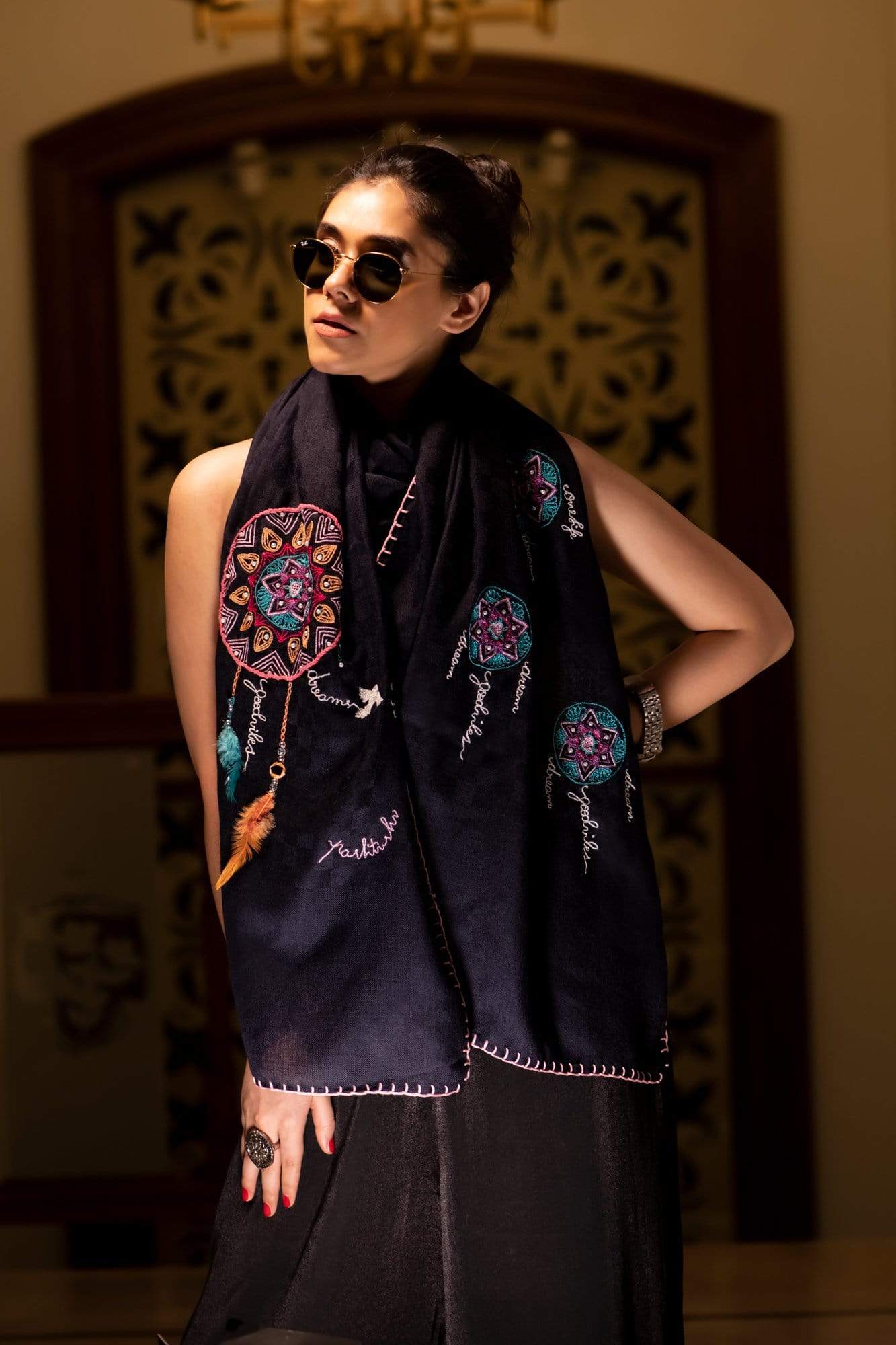 Pashtush Store Stole Pashtush Womens Handmade Dream Catcher Aesthetic Scarf ( Alchemy Collection )