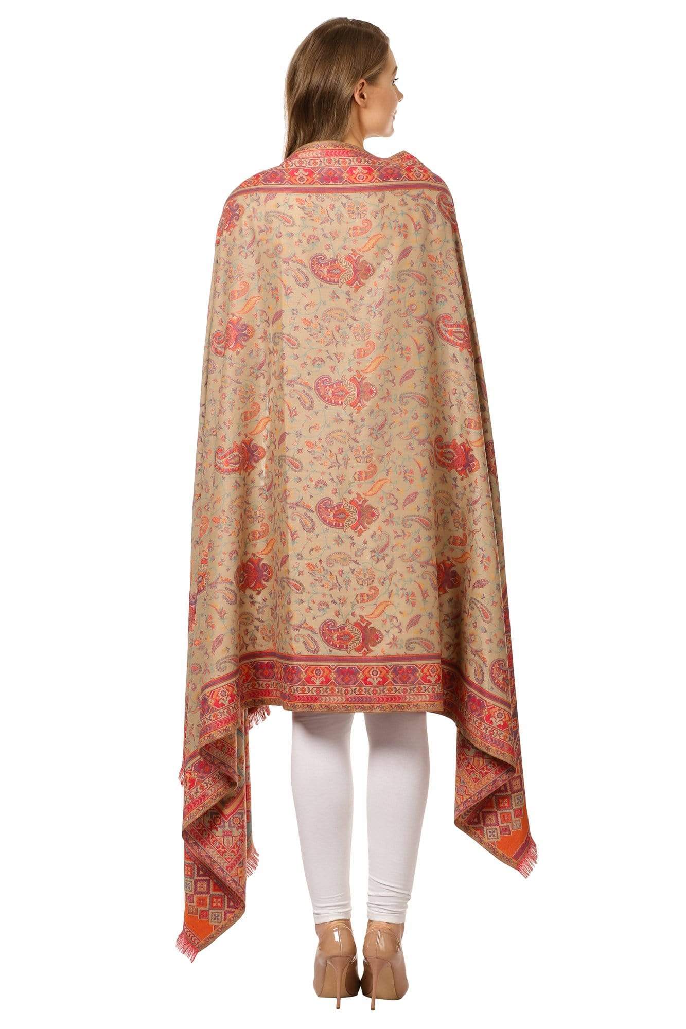 Pashtush India 100x200 Pashtush Womens Kaani Shawl, Faux Pashmina, Woven Jacquard Design with Woven Kashmiri Paisleys, Soft and Warm Faux Pashmina