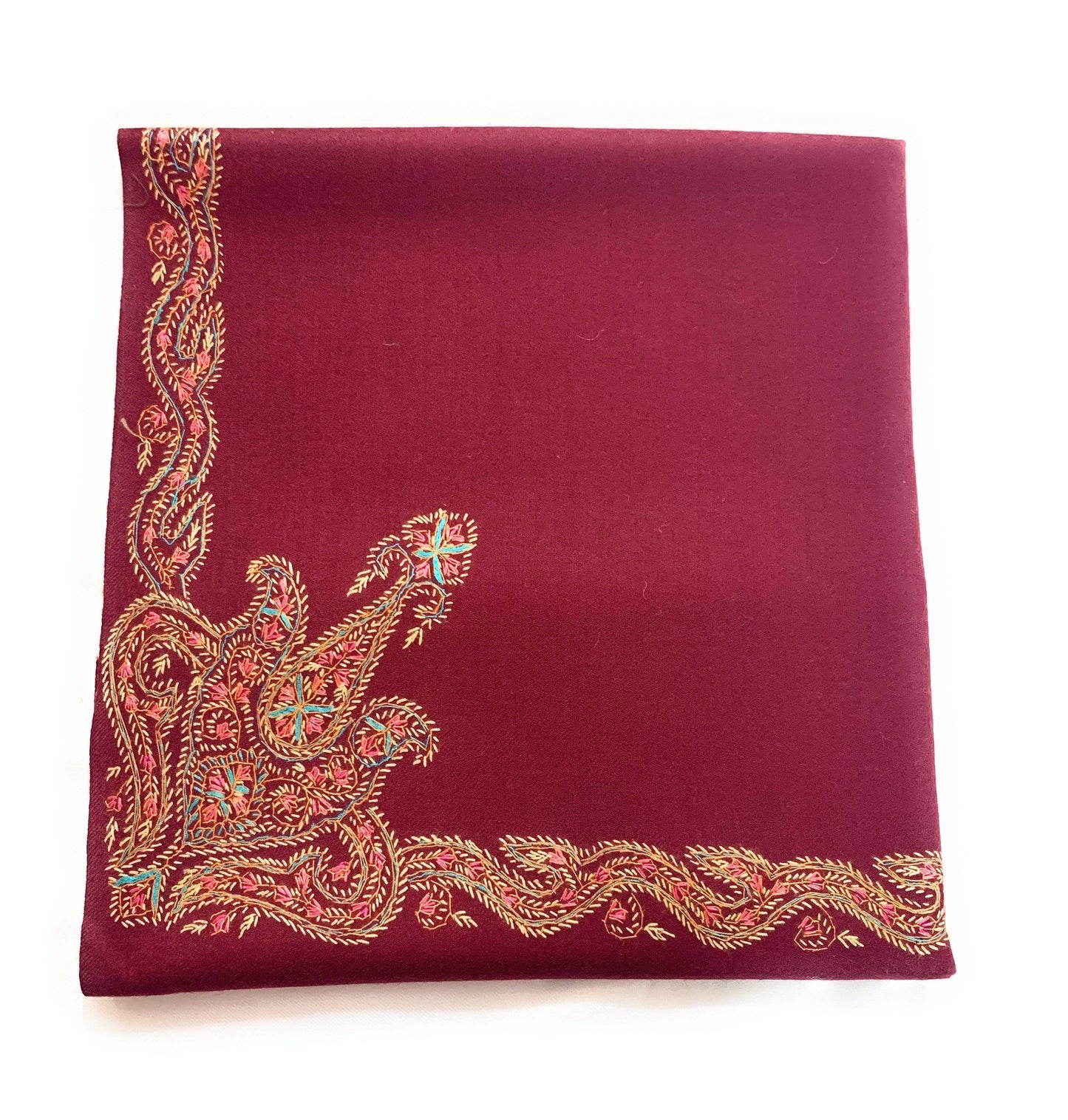 Pashtush India Shawl Pashtush Womens Kashmiri Embroidery Shawl, Border Design, 100% Pure Wool Shawls