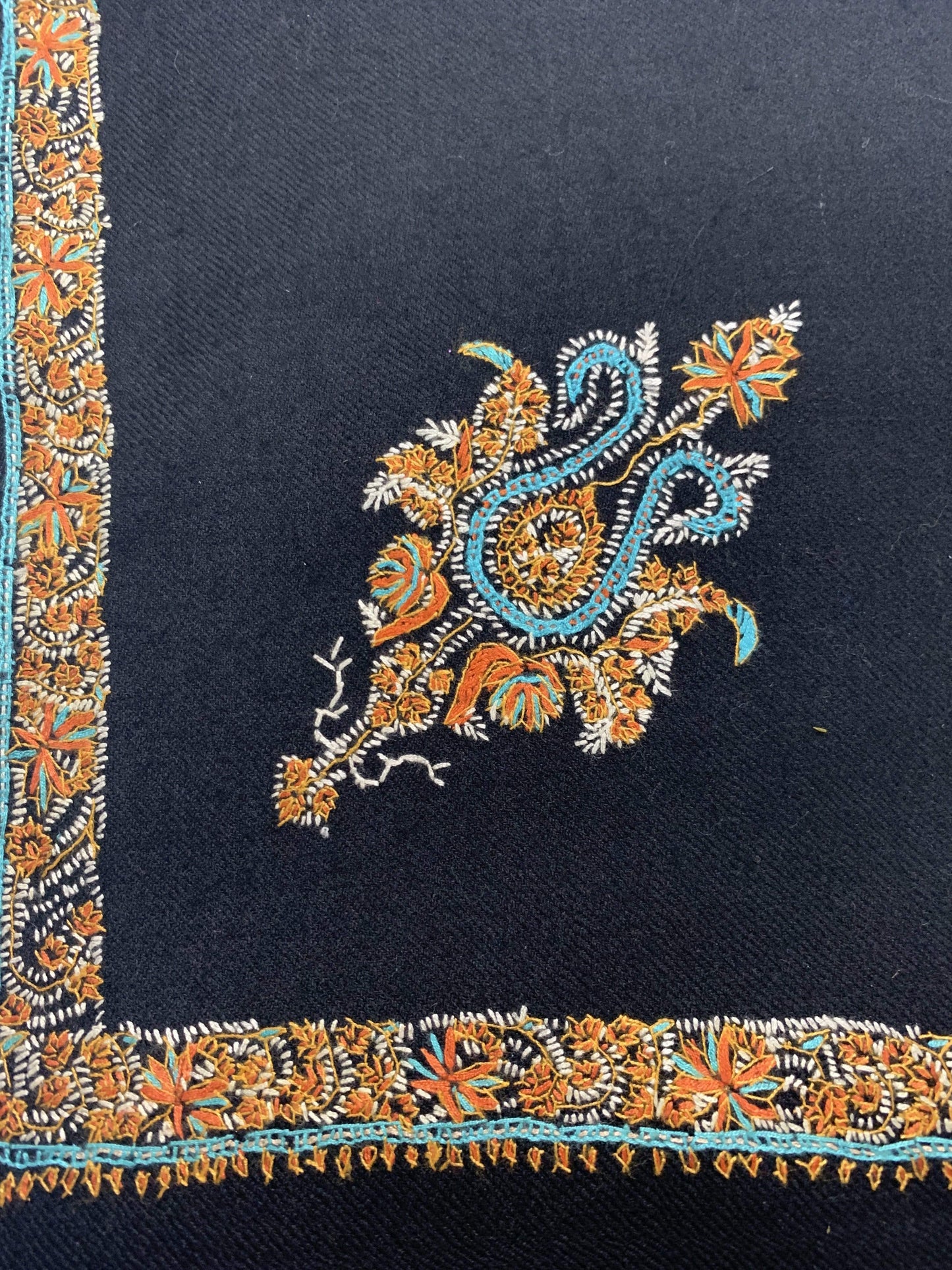 Pashtush India Shawl Pashtush Womens Kashmiri Embroidery Shawl, Border Design 100% Pure Wool Shawls