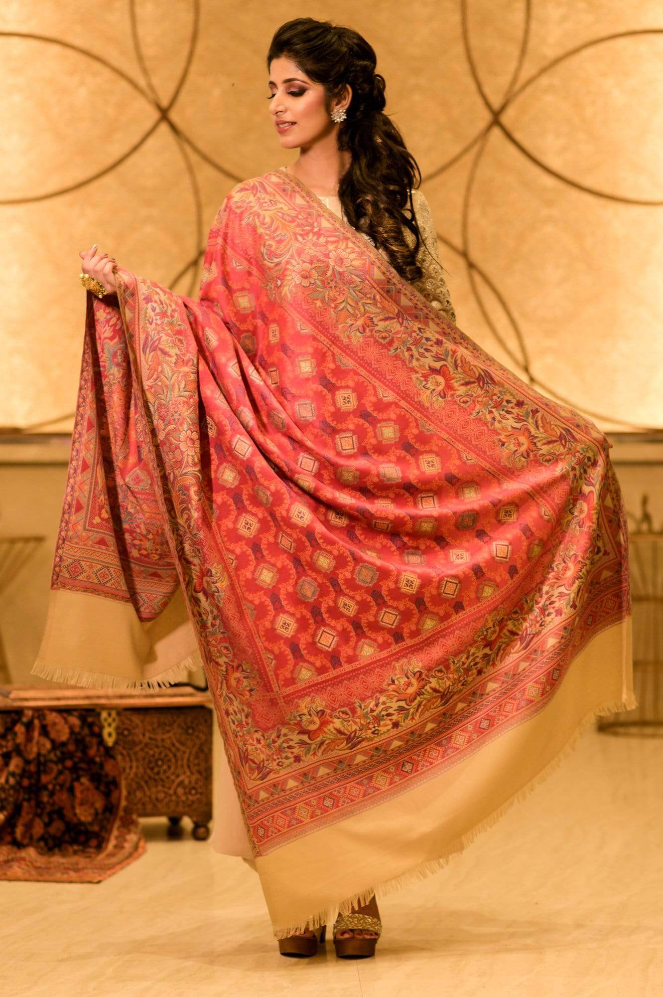 Pashtush Shawl Store Shawl Pashtush Womens Kullu Jamawar Shawl, Multicoloured