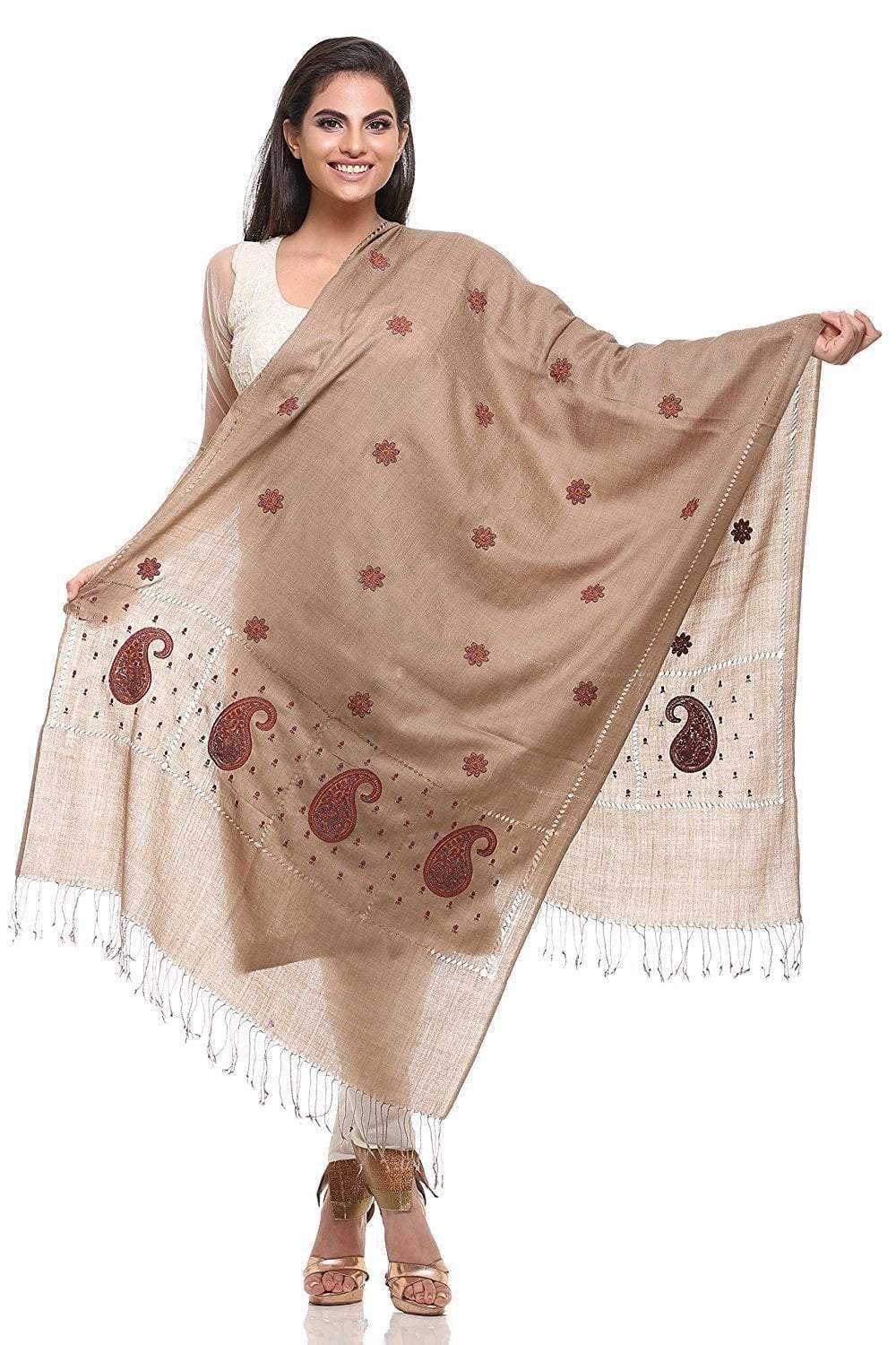 Pashtush Shawl Store Stole Pashtush Womens Pashmina handfeel Embroidery Stole With Delicate Beading Work