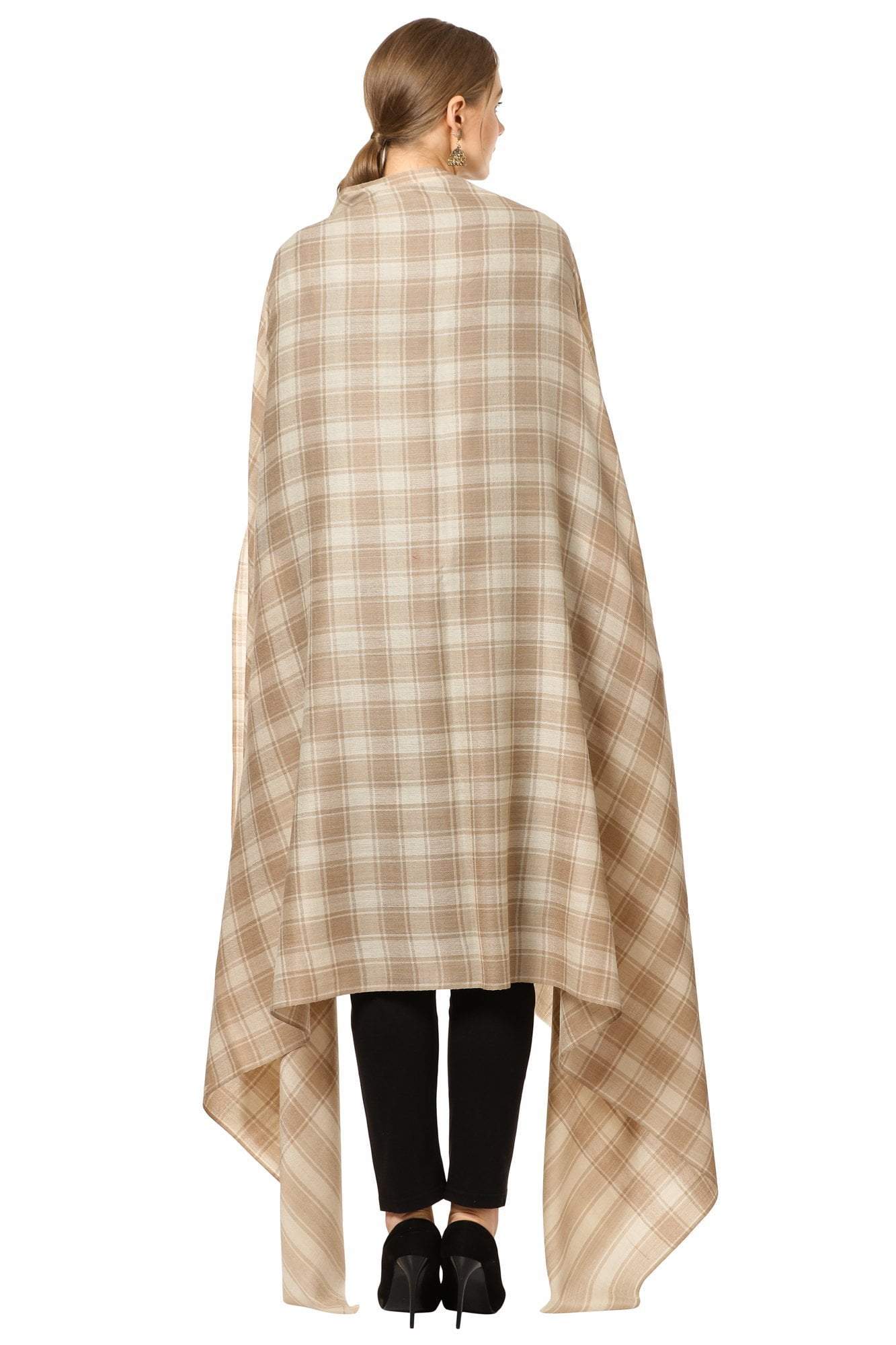 Pashtush Store Shawl Pashtush Womens Shawl, Ultra Soft Wool Shawl Check Design, Shawl