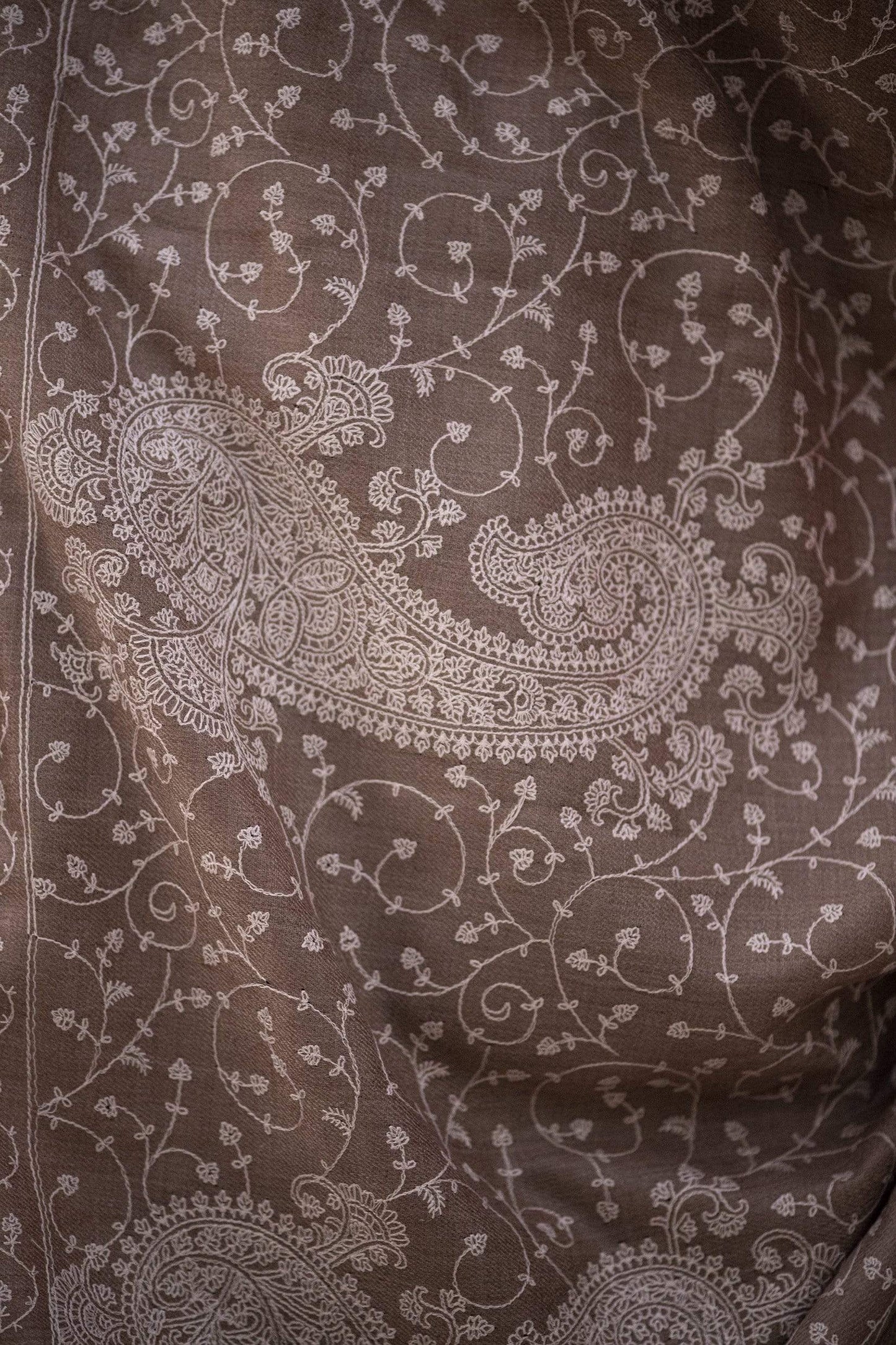 Pashtush Shawl Store Shawl Pashtush Womens Shawl with Tone on Tone Embroidery, Soft Warm Weight Wool