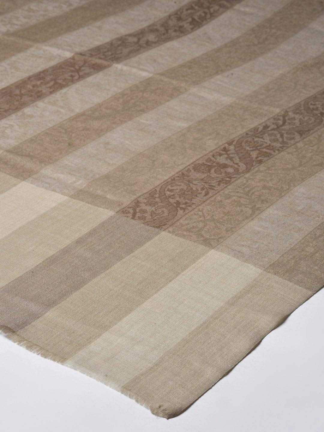 Pashtush India 100x200 PASHTUSH WOMENS STRIPED PAISLEY, SELF SHAWL, IN EXTRA SOFT FINE WOOL, LARGE WRAP SIZE