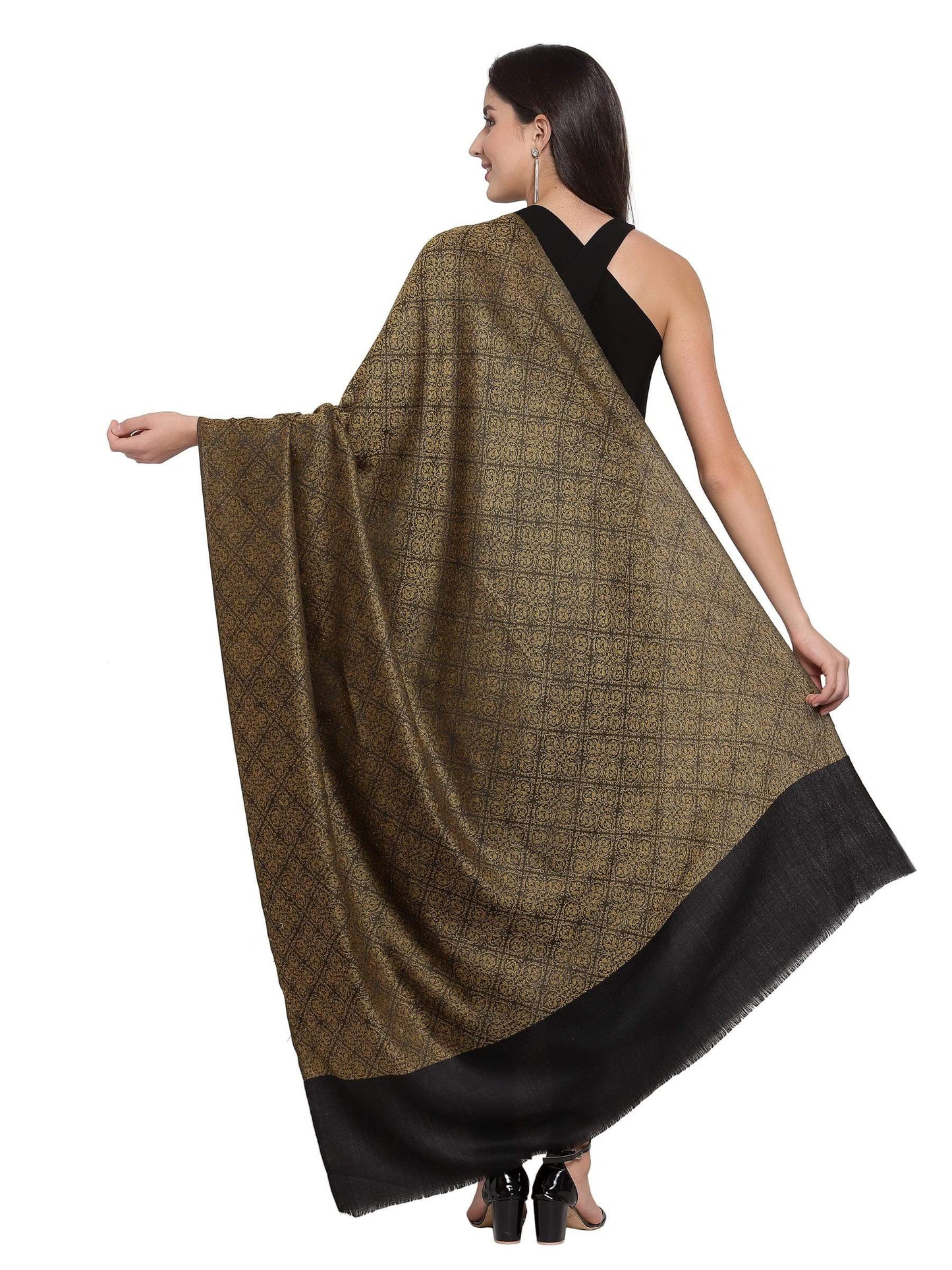 Pashtush India 100x200 Pashtush Womens Woven Paisley, Self Shawl, In Extra Soft Fine Wool, Large Wrap Size