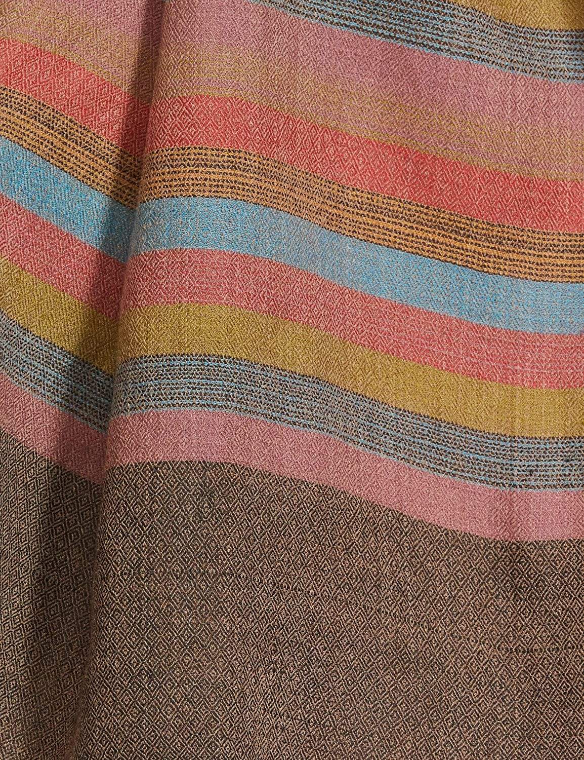 Pashtush India 70x200 Pashutsh Womens Extra Fine Wool, Striped Woven Scarf, Multicolored