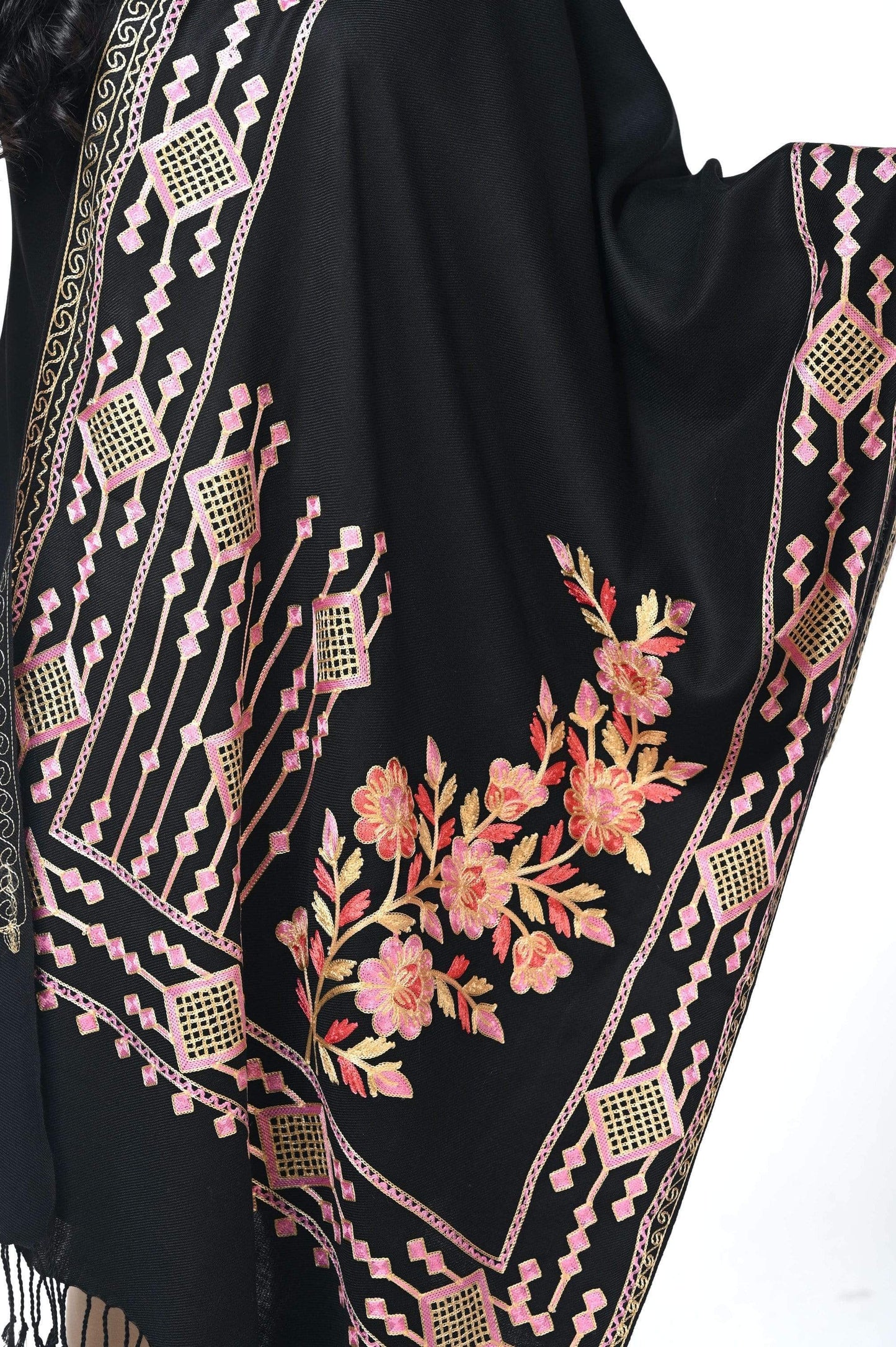 Pashwool 70x200 Pashwool Womens Kashmiri Embroidery Stole, Soft and Warm, Woollen Stole