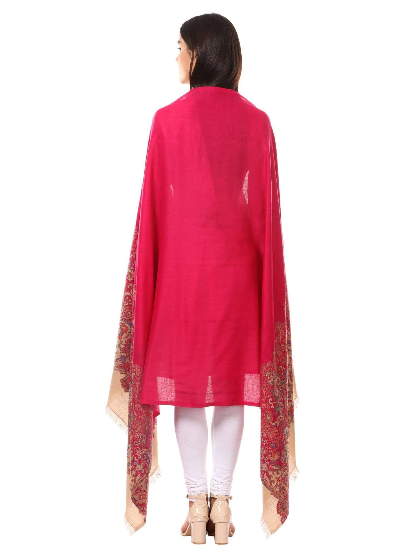 Pashtush Shawl Store Shawl Women's Kashmiri Jacquard Palla Shawl, Soft Faux Pashmina - Fluro Pink