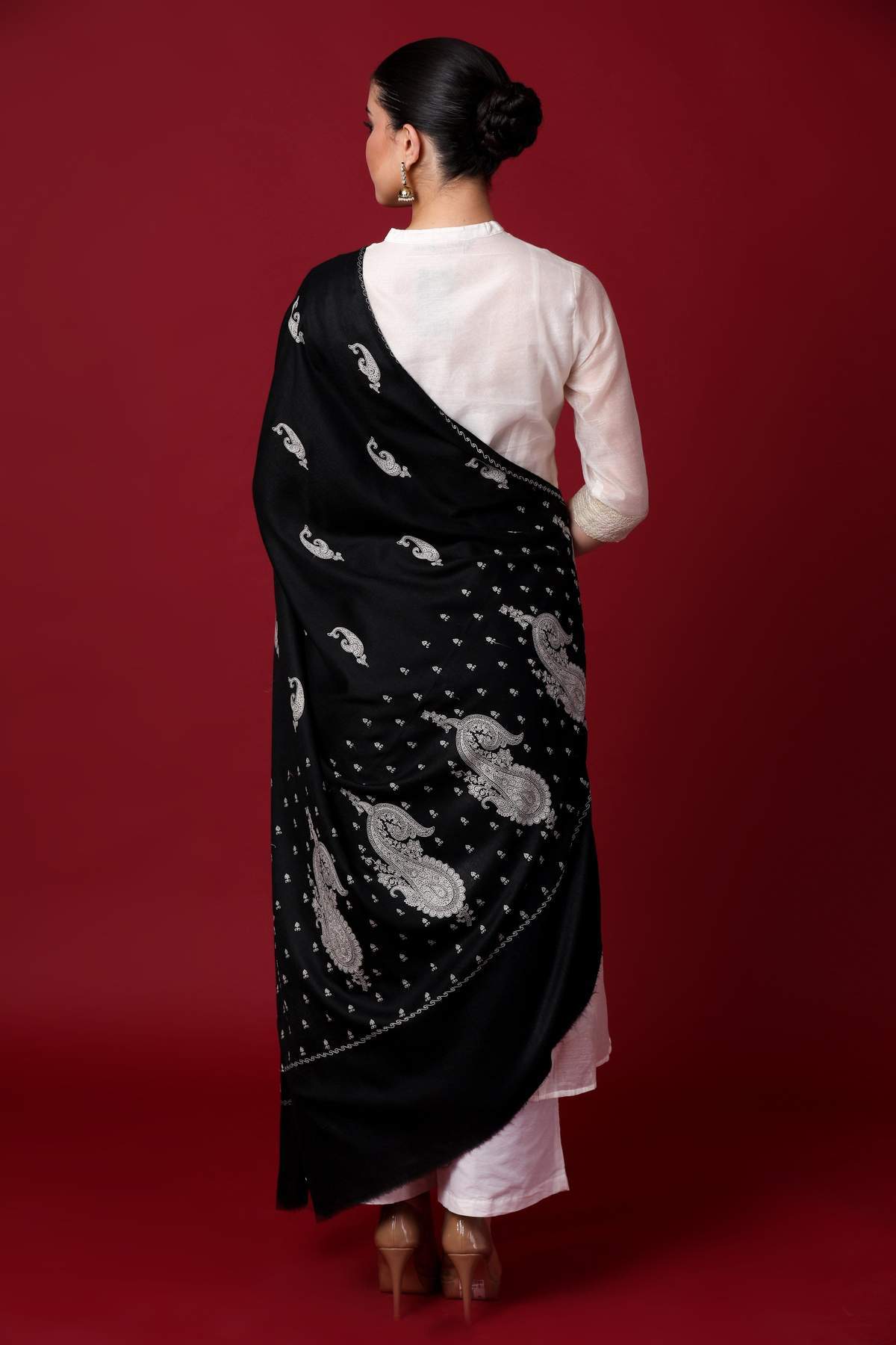 Pashtush Womens Shawl with Tone on Tone Embroidery, Soft and Warm, Light Weight