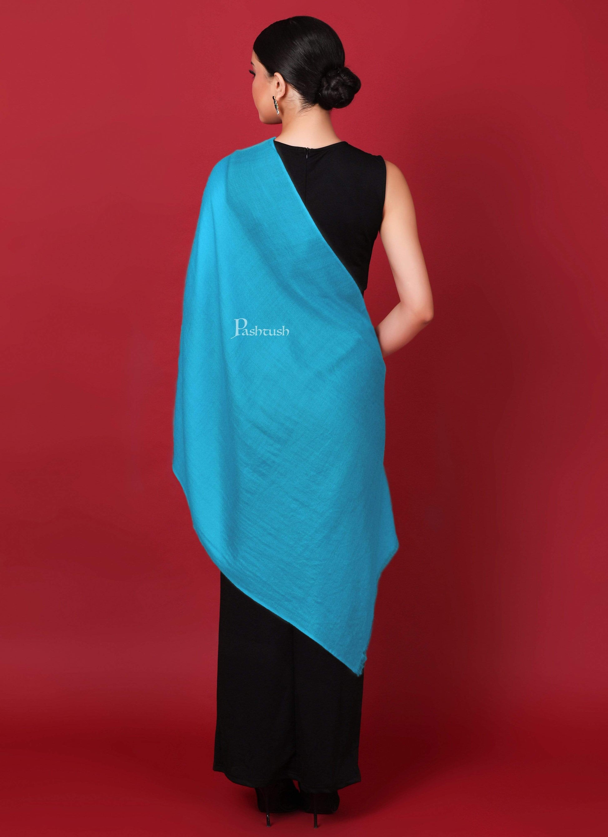 Pashtush India 70x200 Pashtush Womens Softest Rich Cashmere Scarf, With Diamond Weave, Carolina Blue