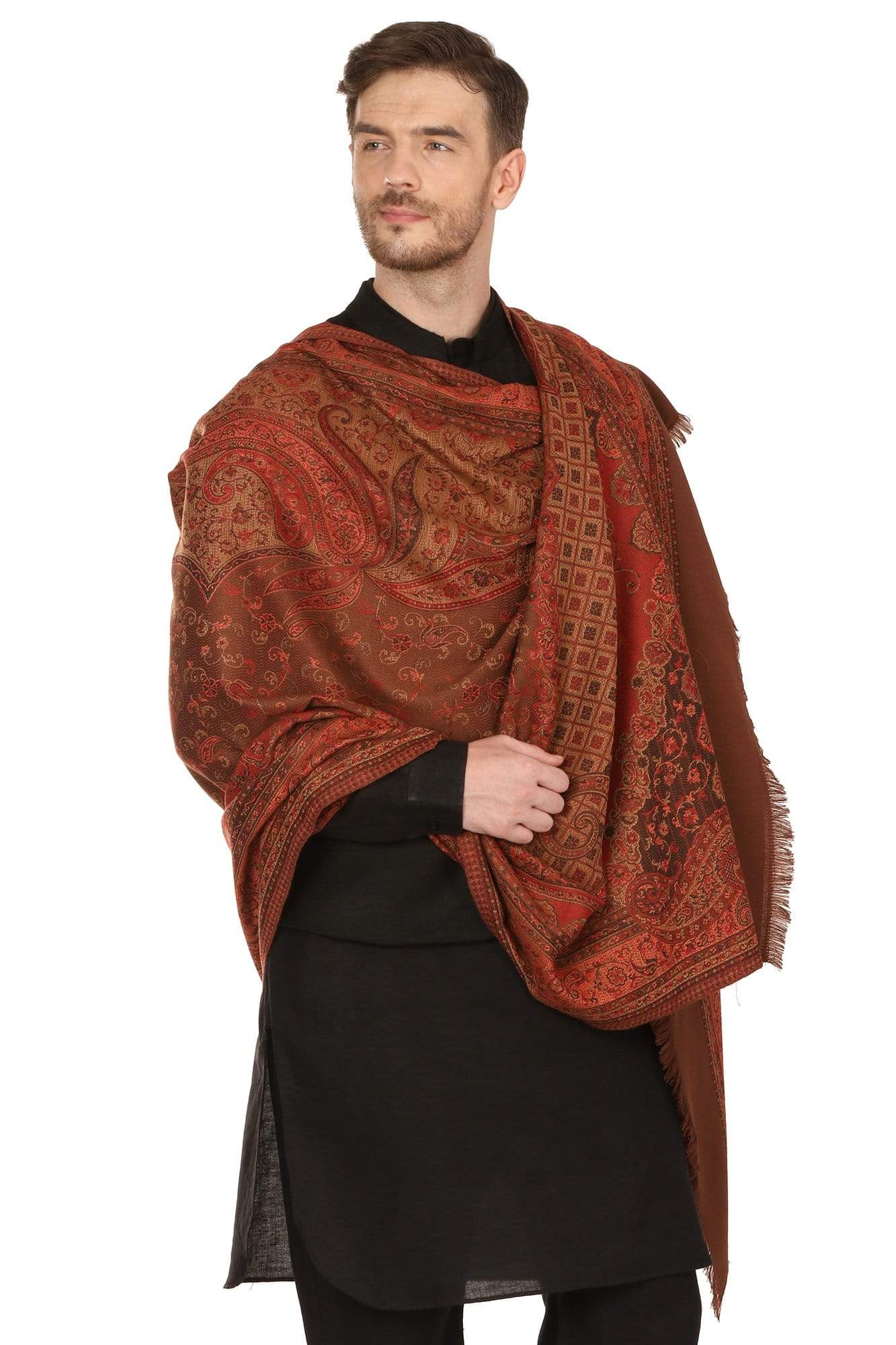 Pashtush India Shawl Pashtush Mens fine Soft Ethnic Stole | Shawl Coffee