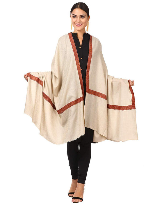Pashtush India shawl Pashtush Womens Neemdaur Shawl, Sozni Kashmiri Embroidery with Intricate needlework, Wedding Collection Pashmina Shawls (Maroon)